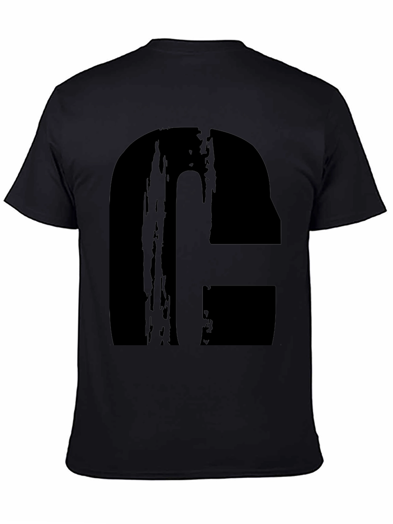 Mens Black Graphic T-Shirt - Distressed G Design