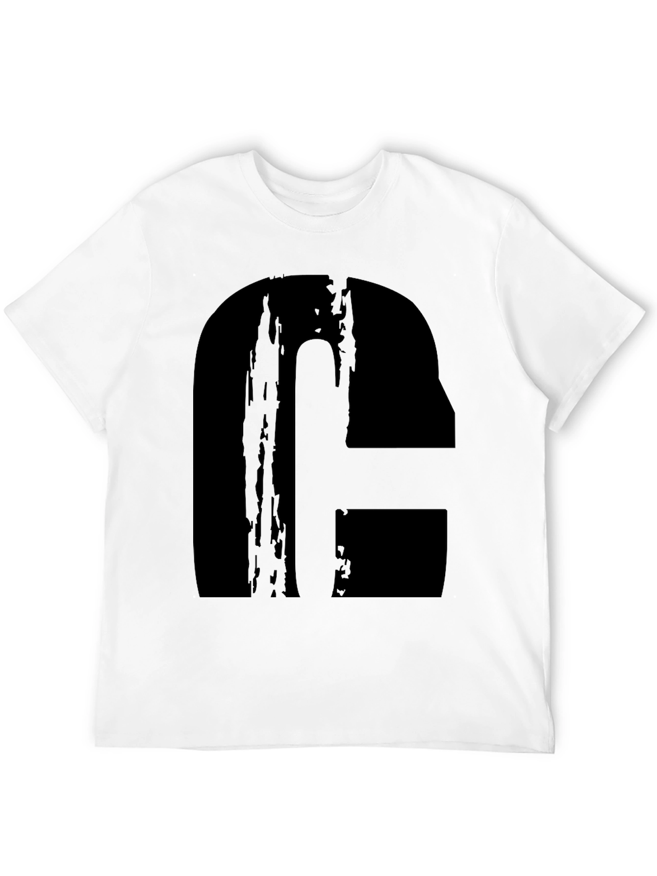 Mens Black Graphic T-Shirt - Distressed G Design