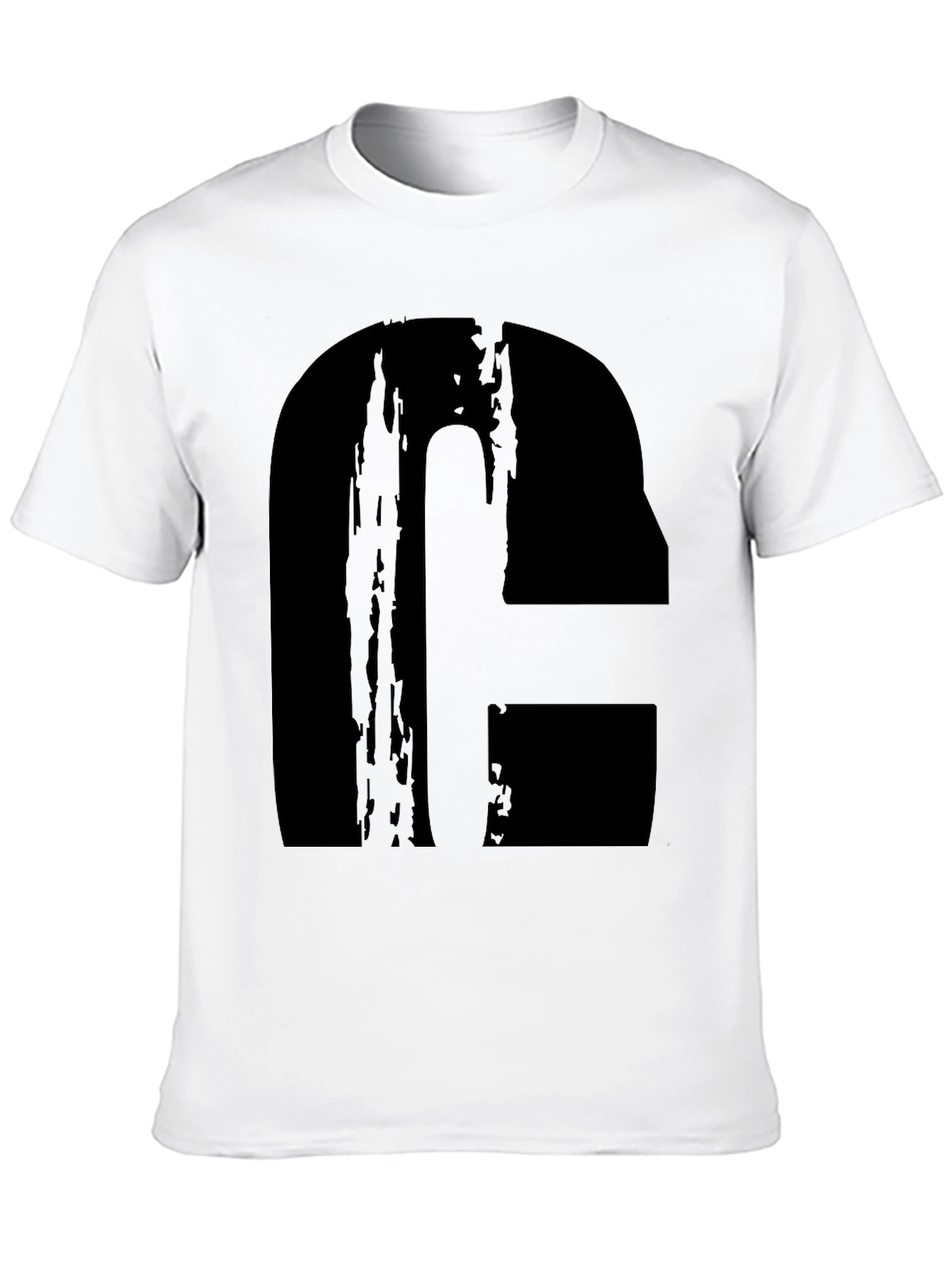 Mens Black Graphic T-Shirt - Distressed G Design