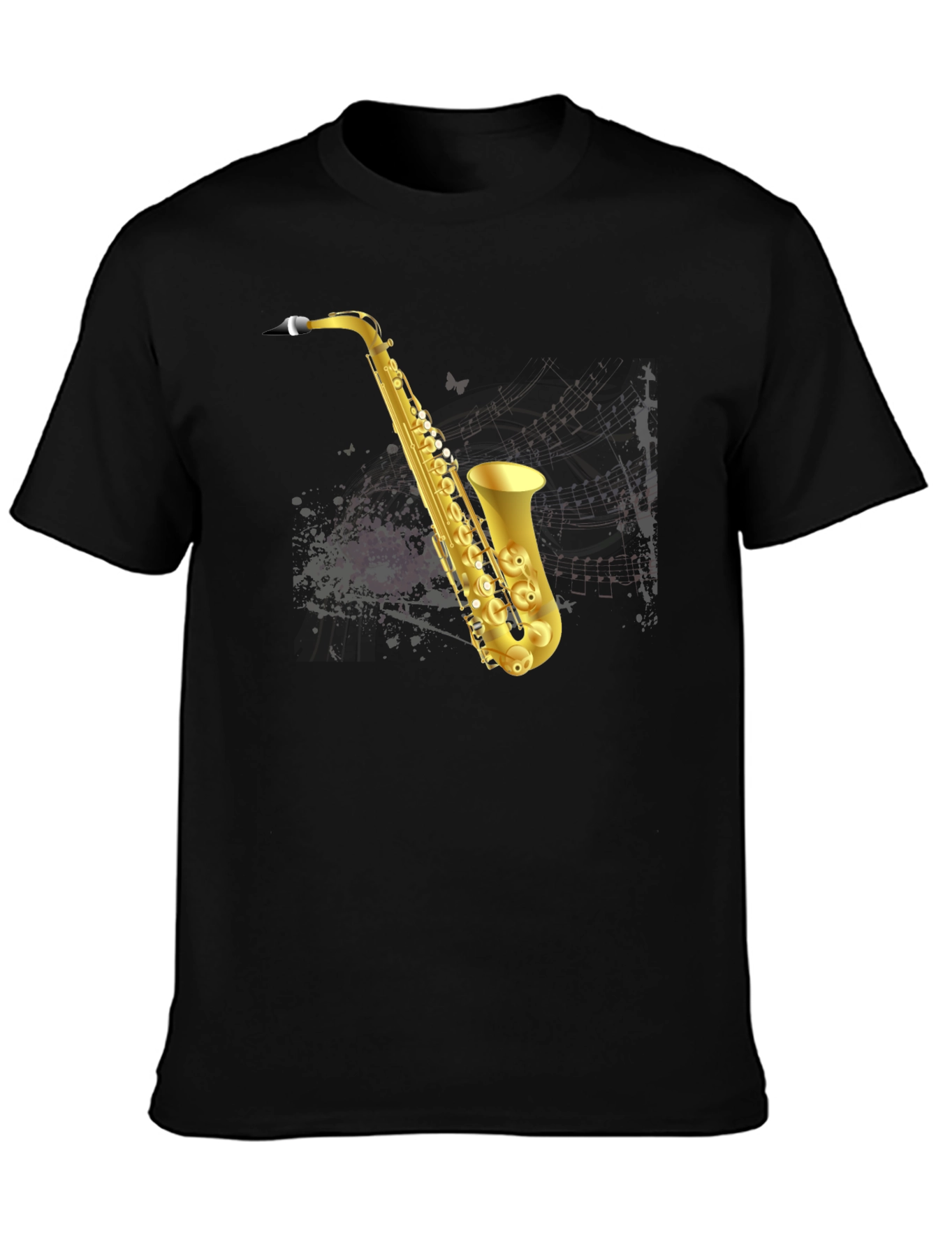 Saxophone Graphic T-Shirt - Mens Black Tee
