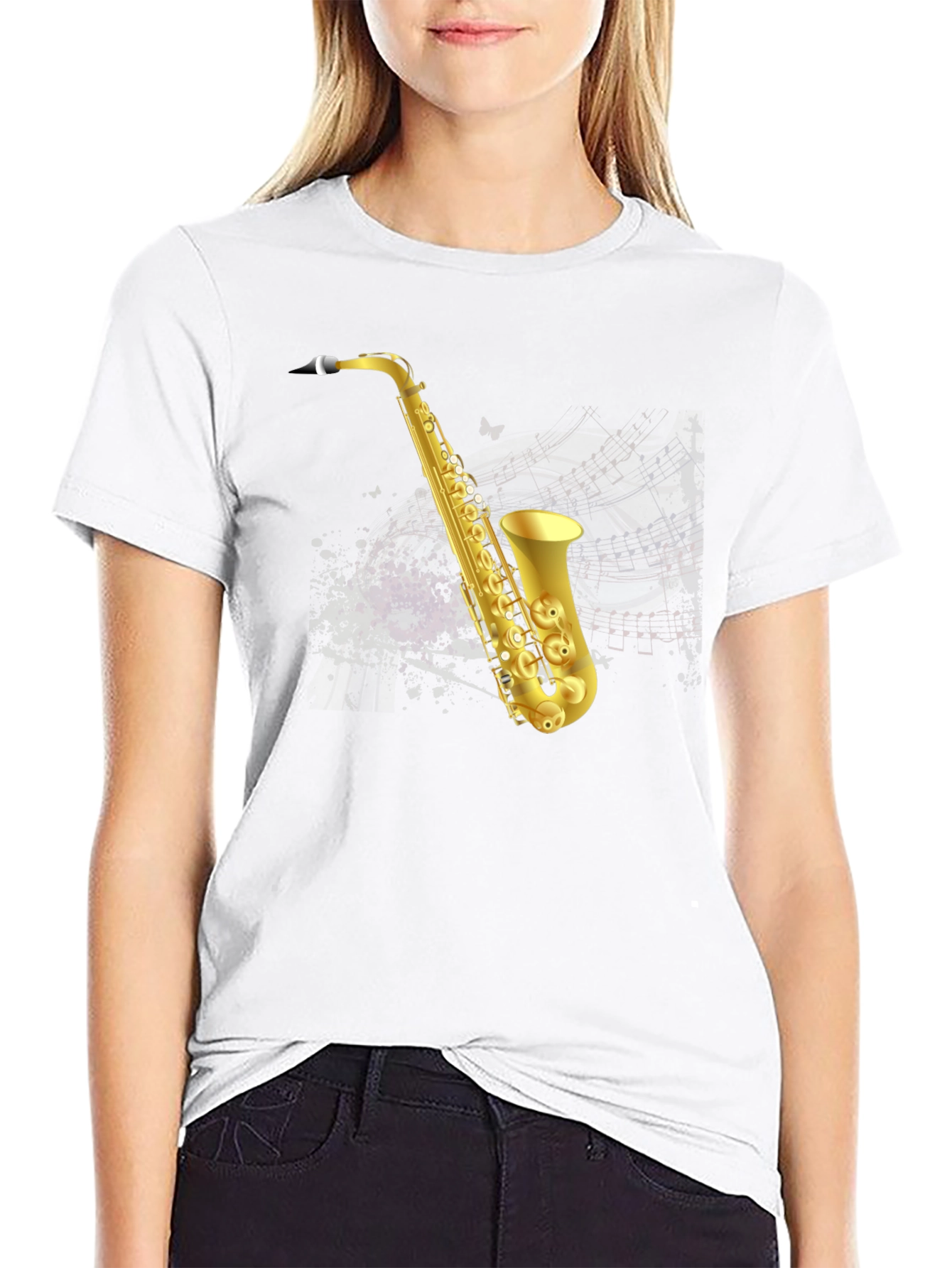 Saxophone Graphic T-Shirt - Mens Black Tee