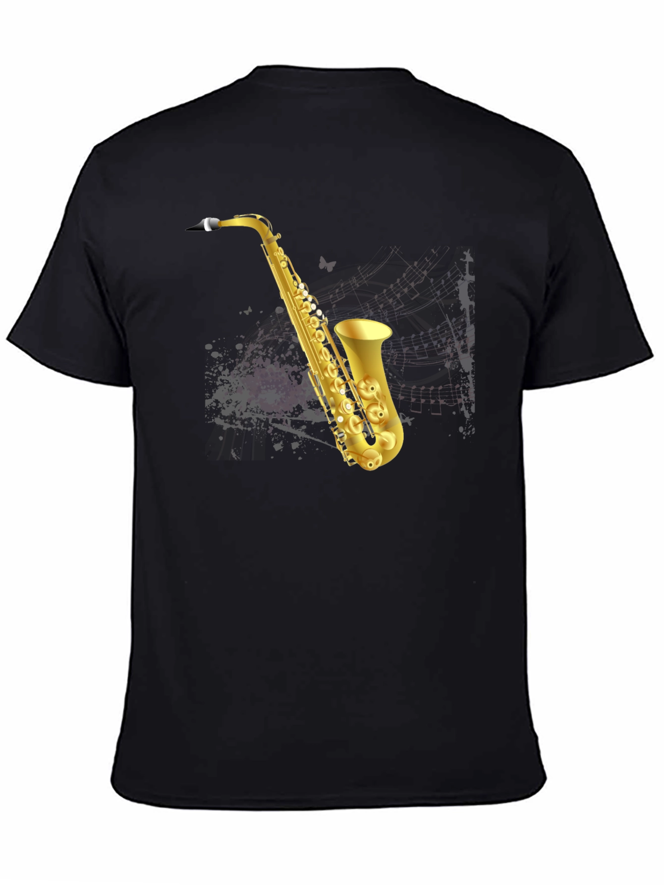 Saxophone Graphic T-Shirt - Mens Black Tee
