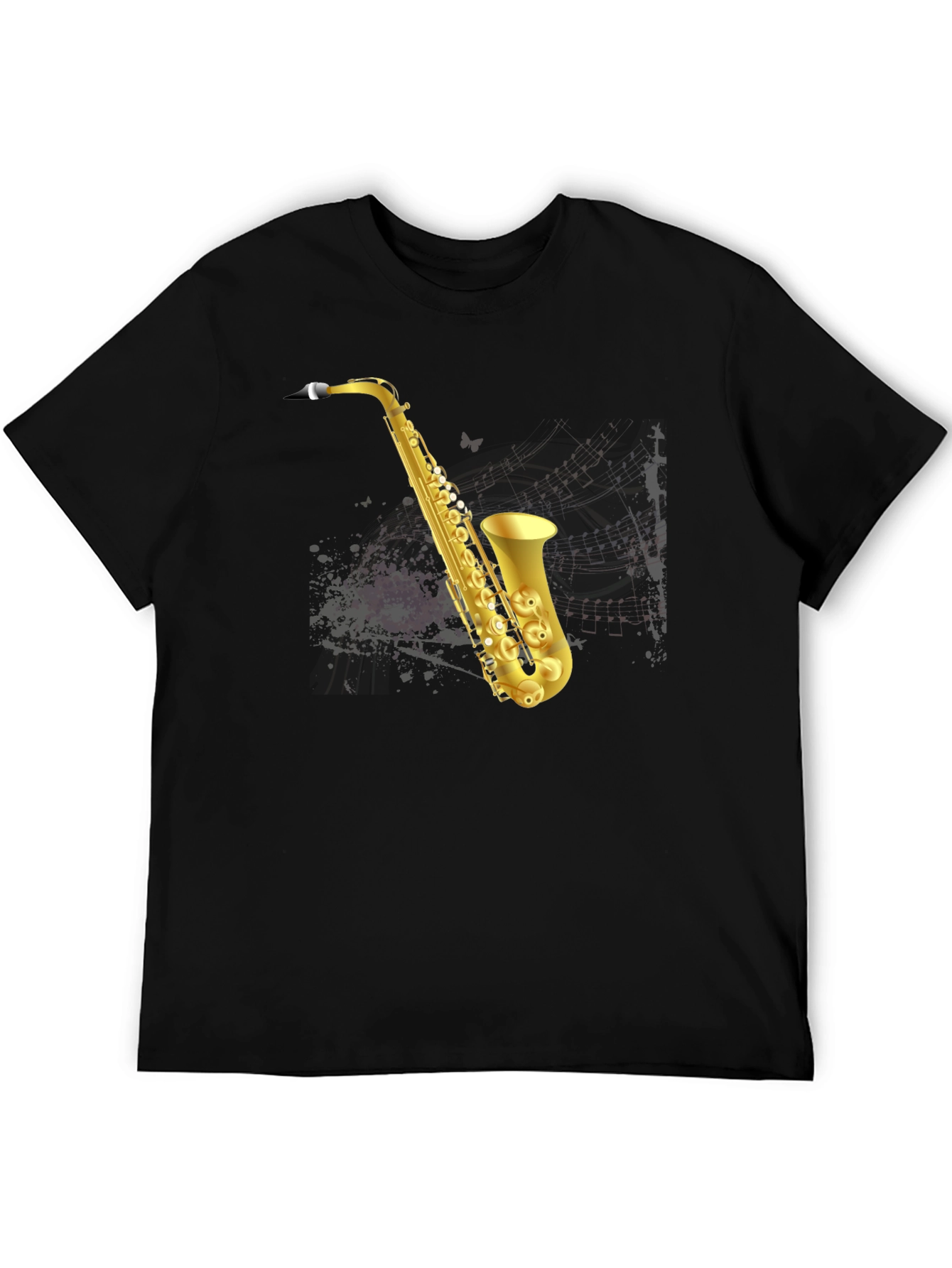 Saxophone Graphic T-Shirt - Mens Black Tee