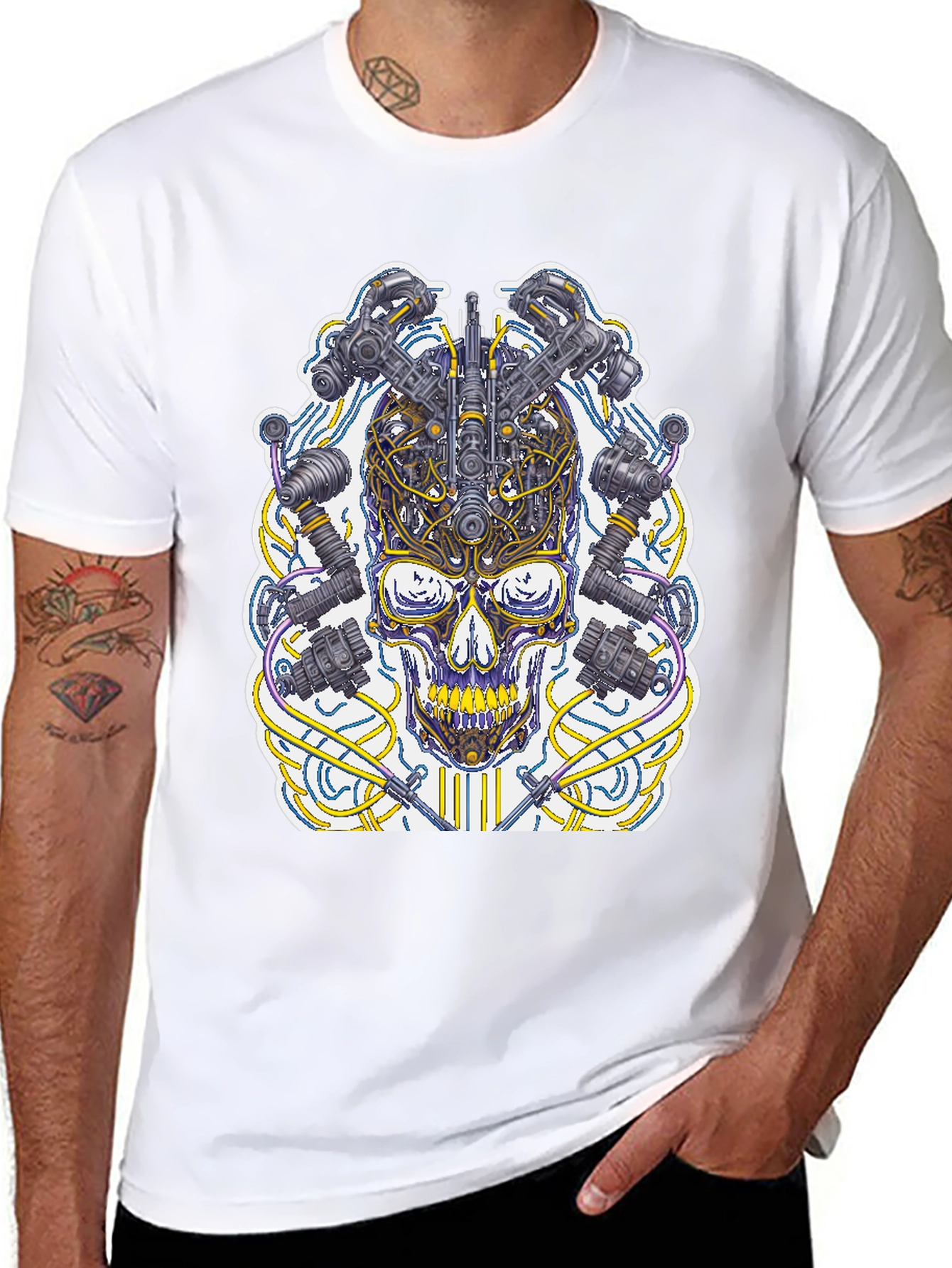 Cyber Skull T-Shirt - Black Graphic Tee