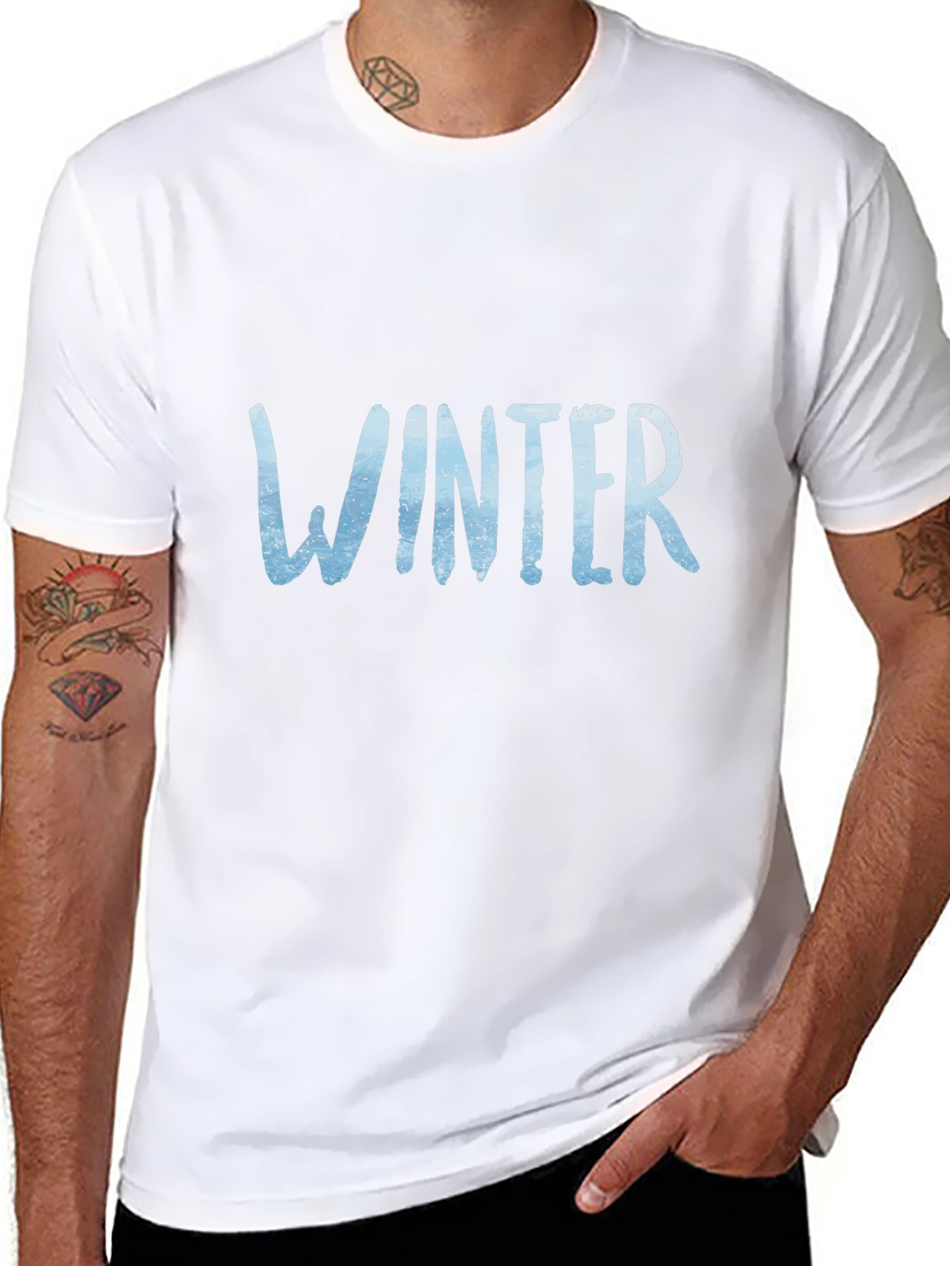 Winter Graphic Tee - Black Cotton Blend Shirt