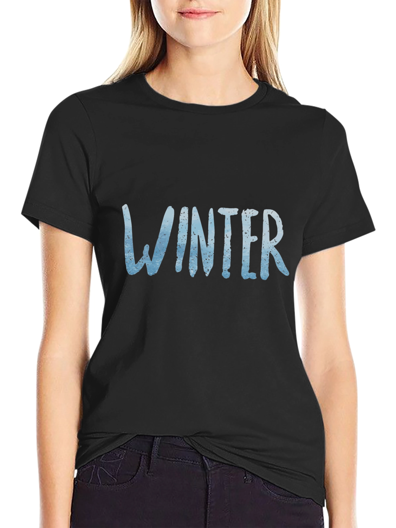 Winter Graphic Tee - Black Cotton Blend Shirt