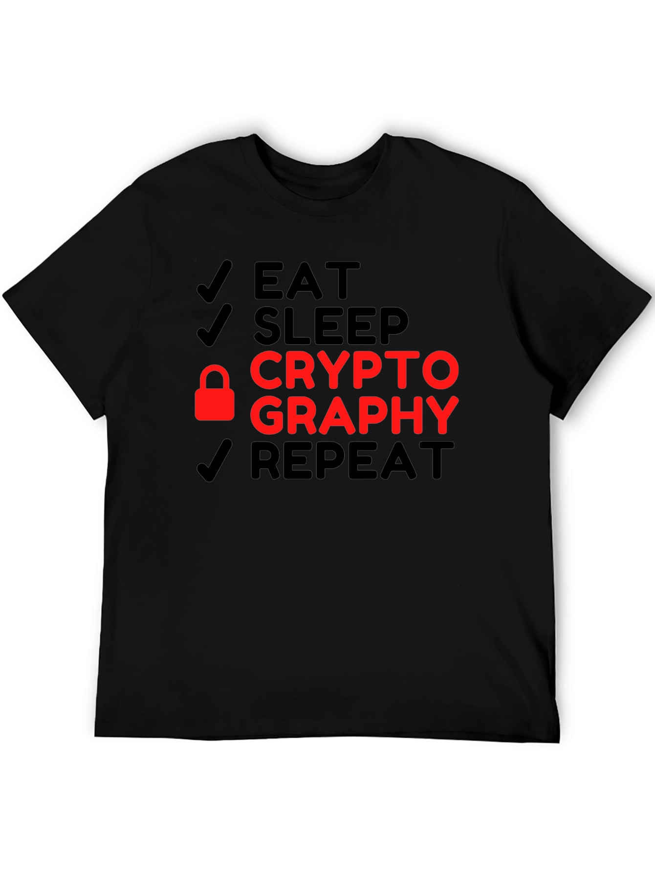 Eat Sleep Cryptography Repeat Black T-Shirt