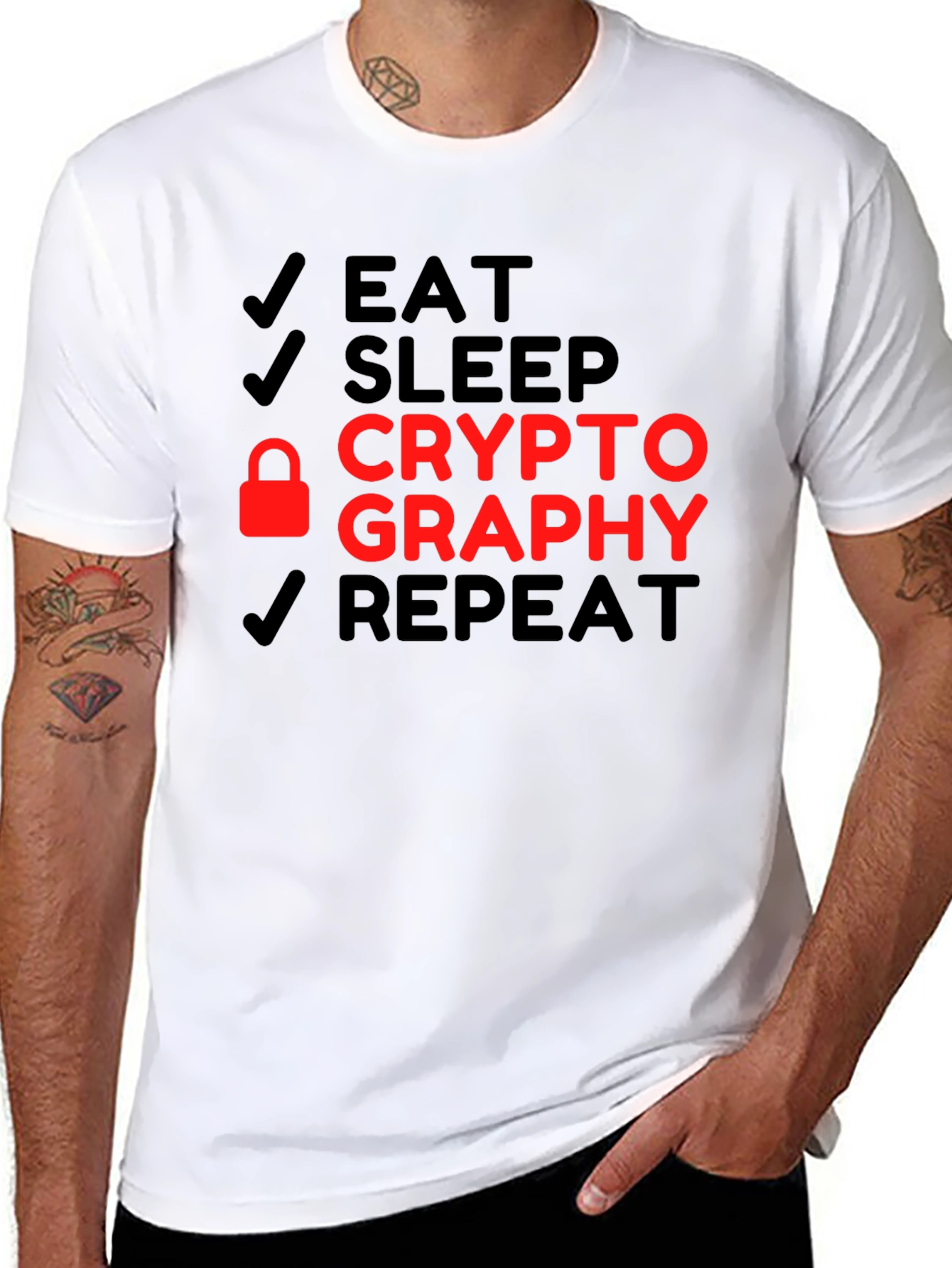 Eat Sleep Cryptography Repeat Black T-Shirt