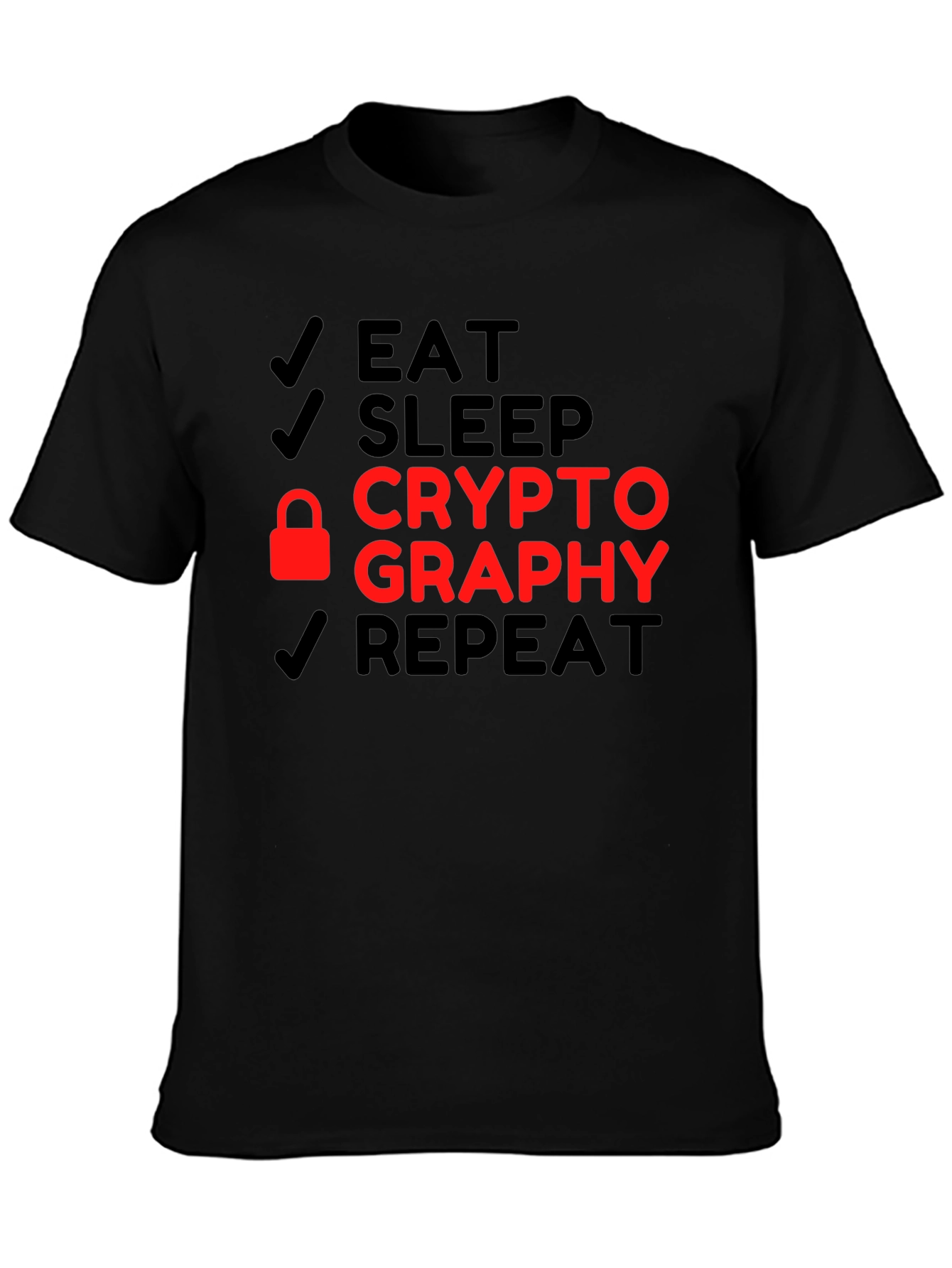 Eat Sleep Cryptography Repeat Black T-Shirt