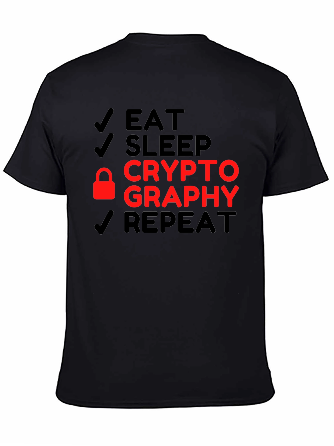 Eat Sleep Cryptography Repeat Black T-Shirt