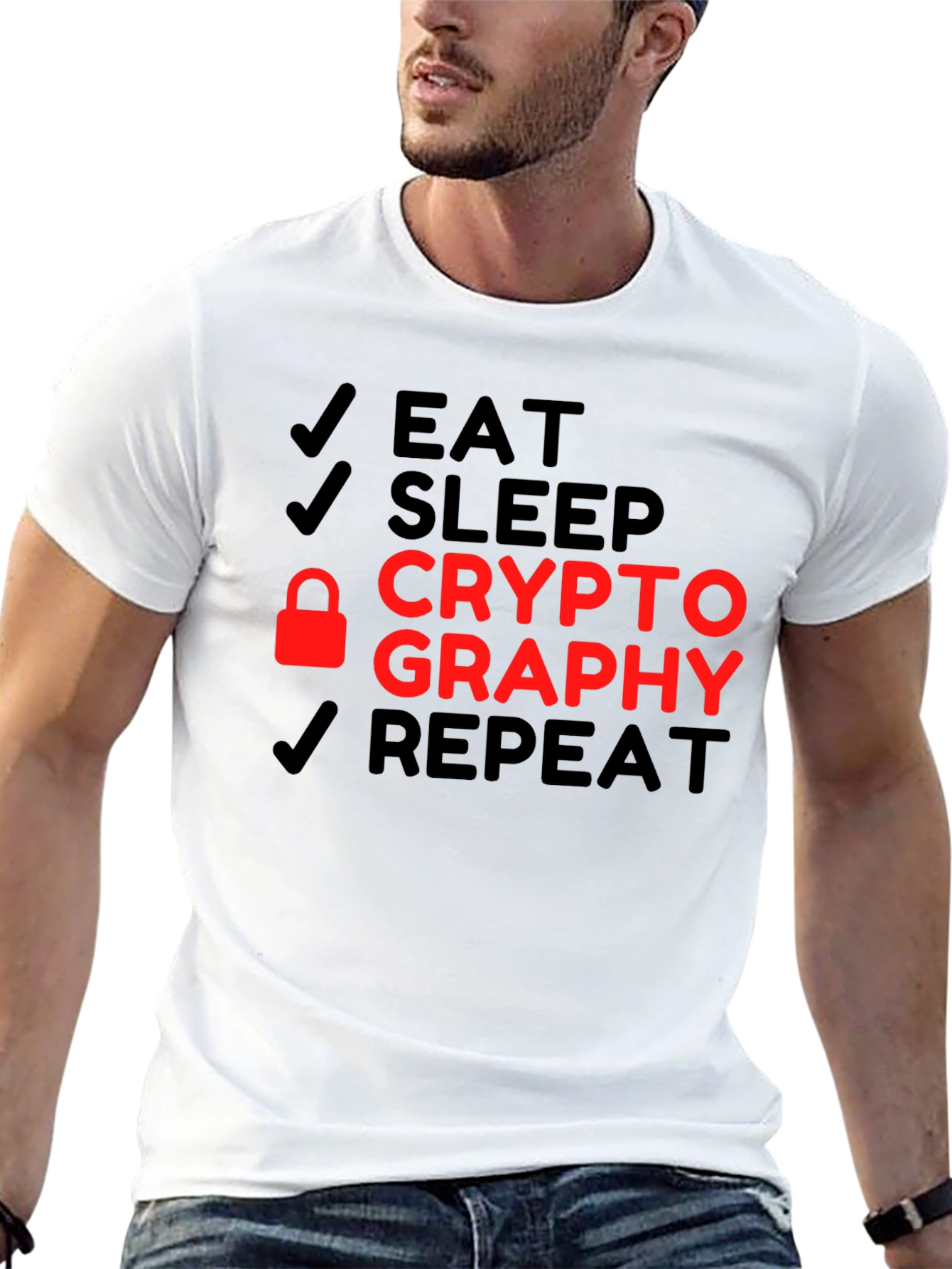 Eat Sleep Cryptography Repeat Black T-Shirt