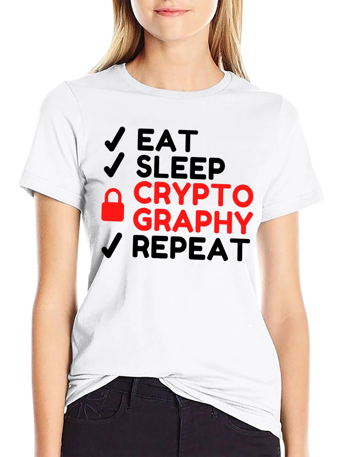 Eat Sleep Cryptography Repeat Black T-Shirt