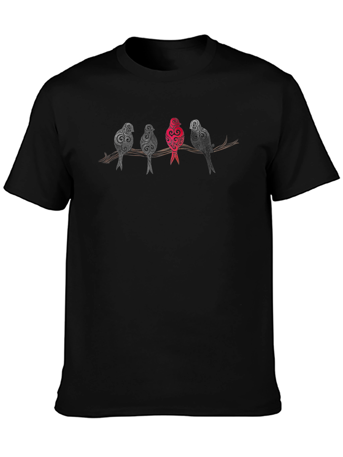 Unique Birds on Branch Graphic Tee - Stand Out!