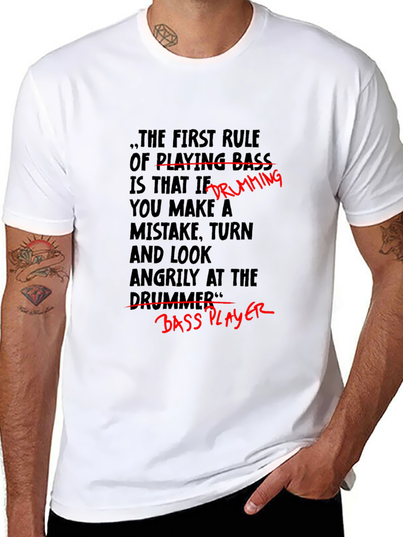 Funny Musician T-Shirt - Bass Player Drumming Joke