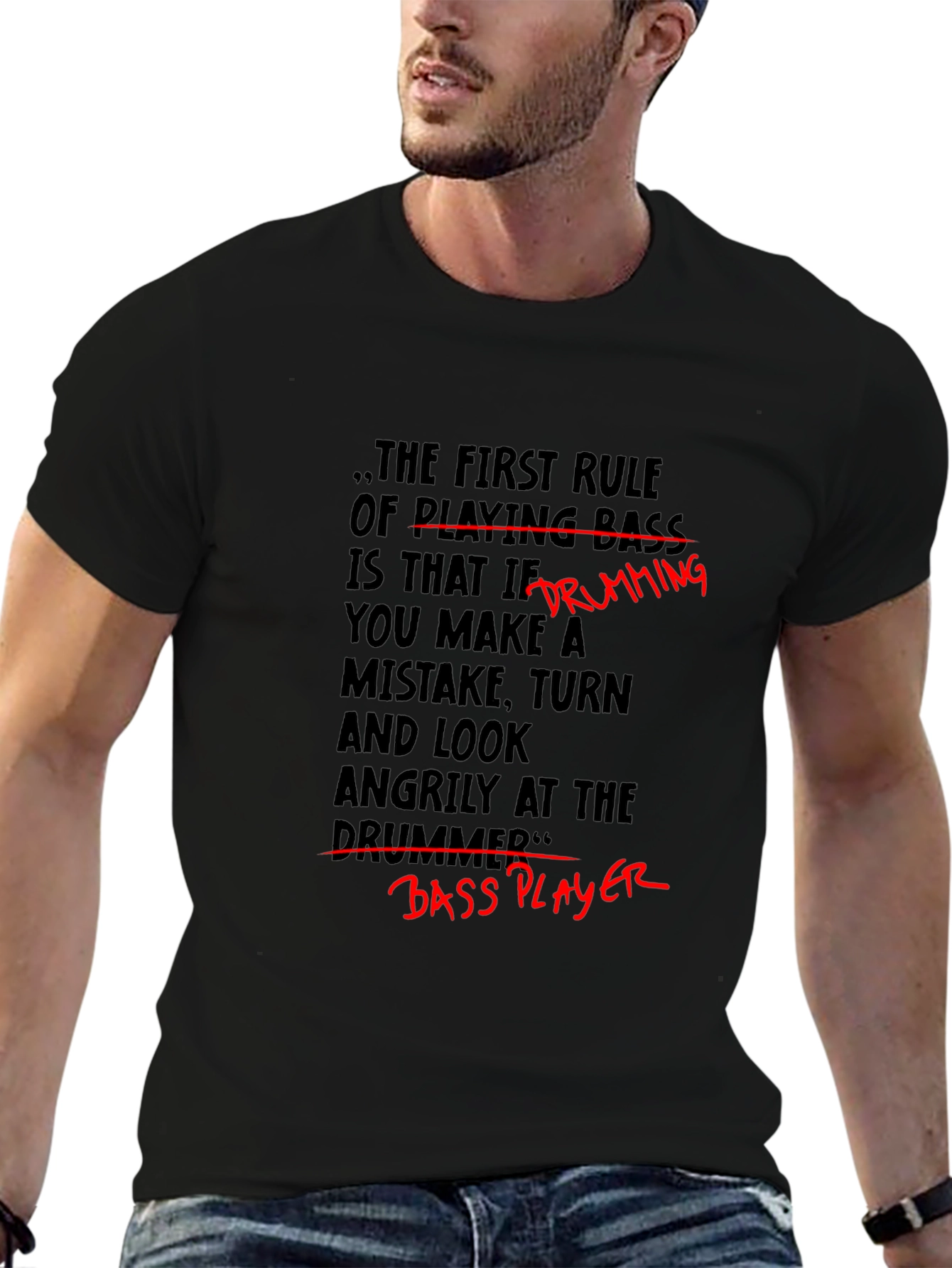 Funny Musician T-Shirt - Bass Player Drumming Joke