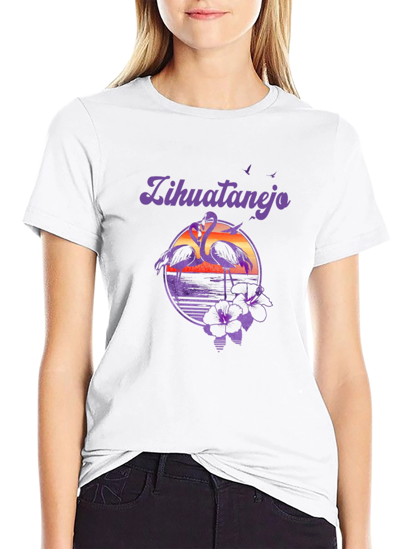 Zihuatanejo Flamingo Graphic T-Shirt