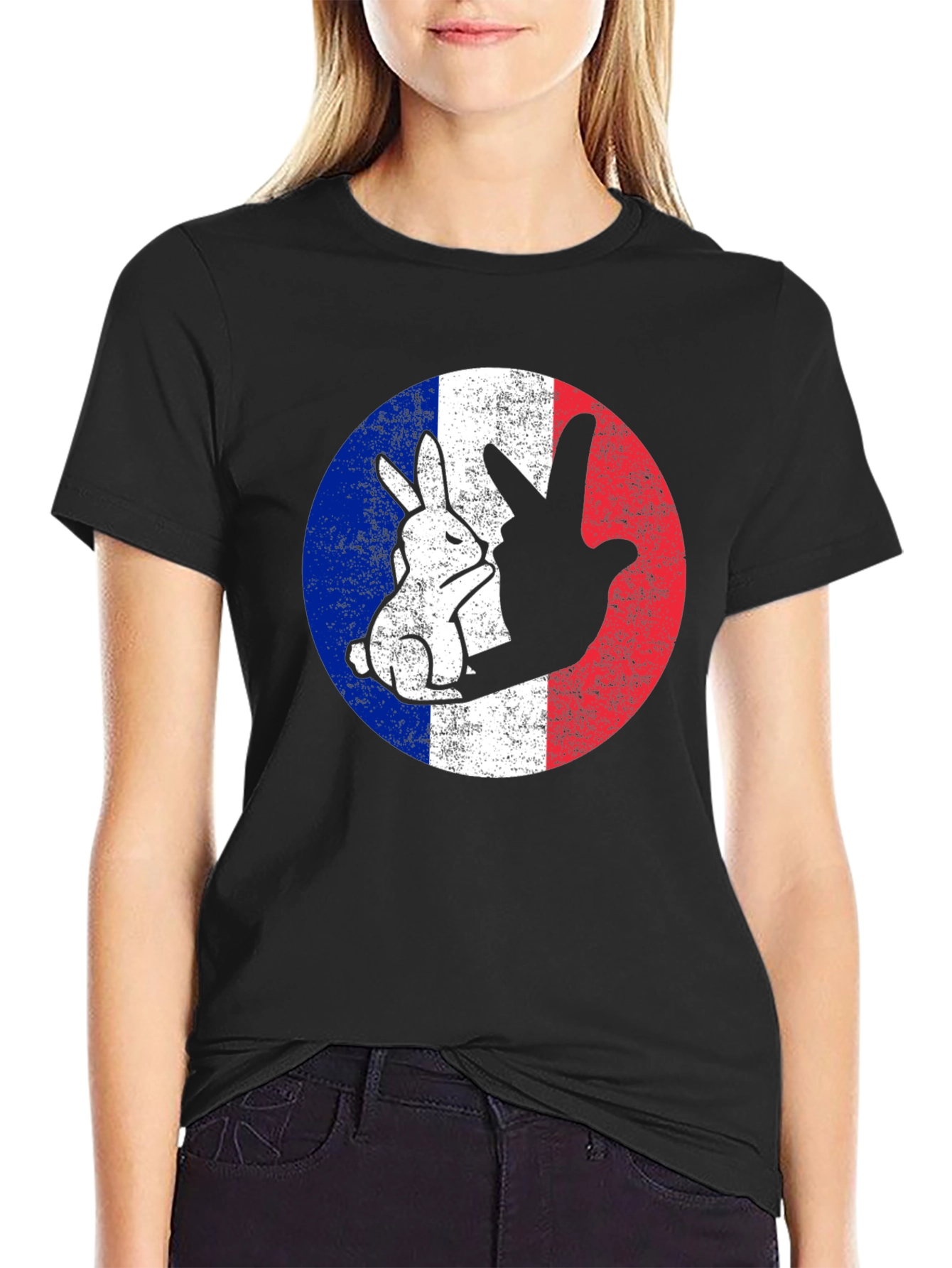 French Rabbit Flag Graphic T-Shirt
