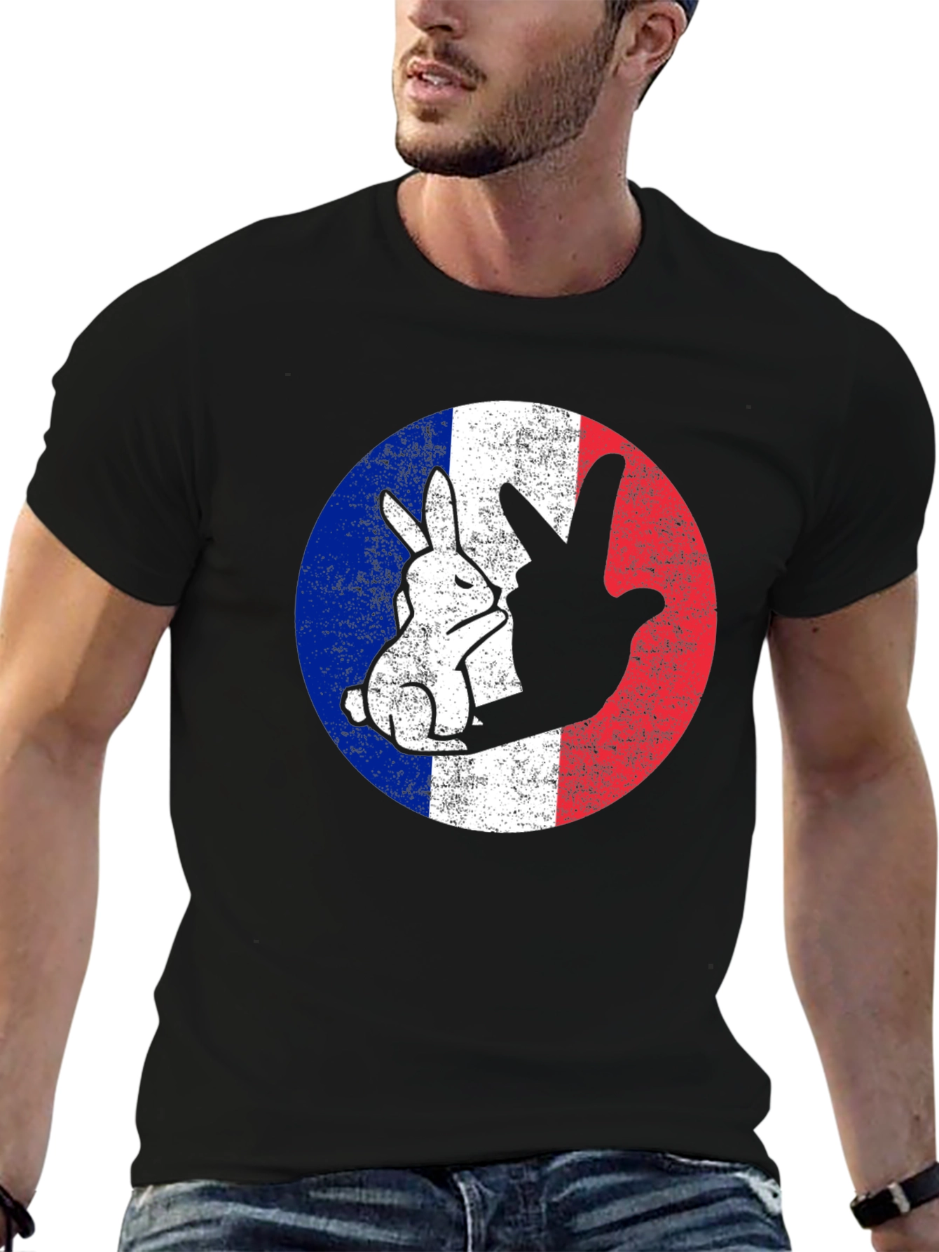 French Rabbit Flag Graphic T-Shirt