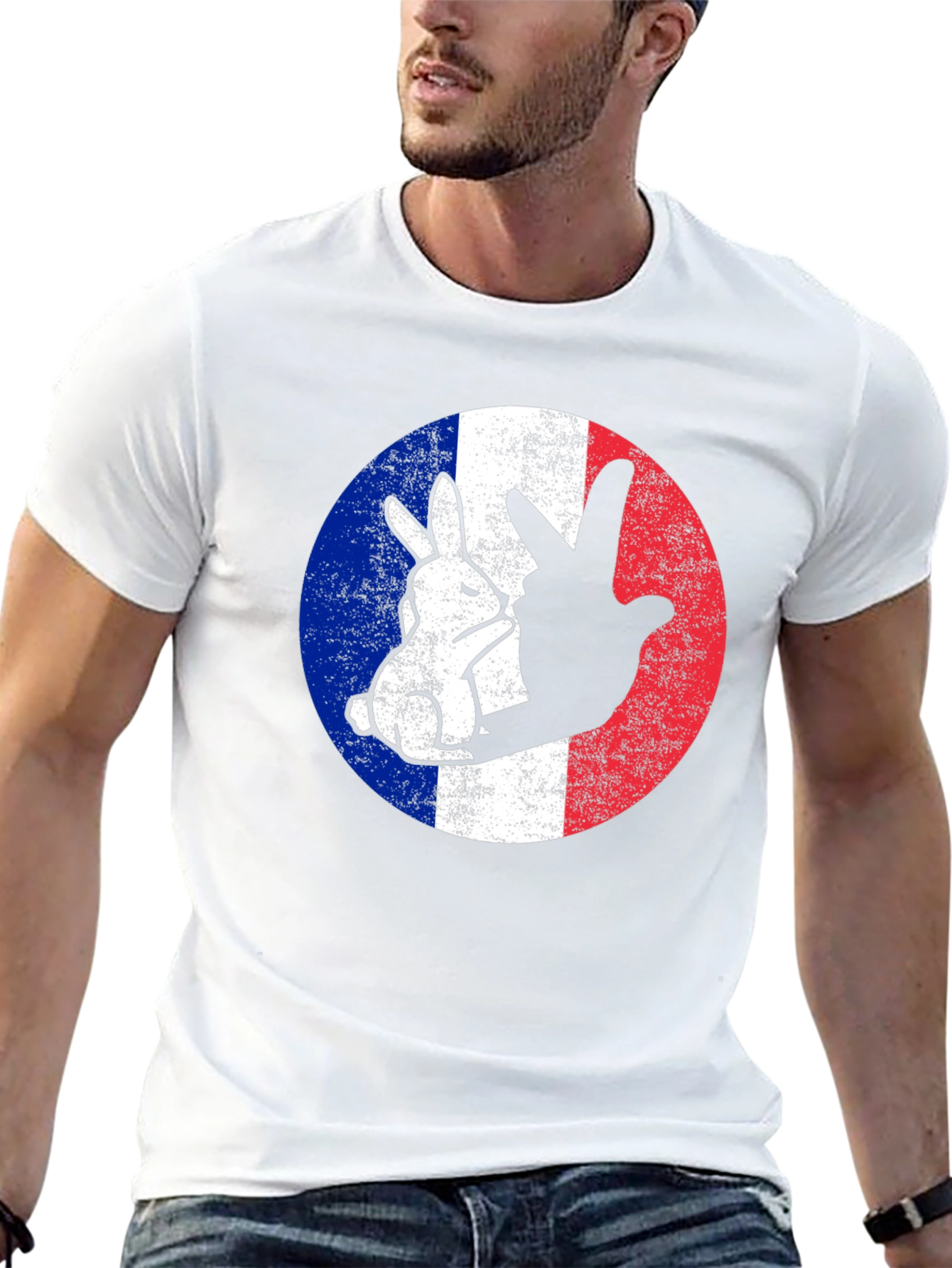 French Rabbit Flag Graphic T-Shirt