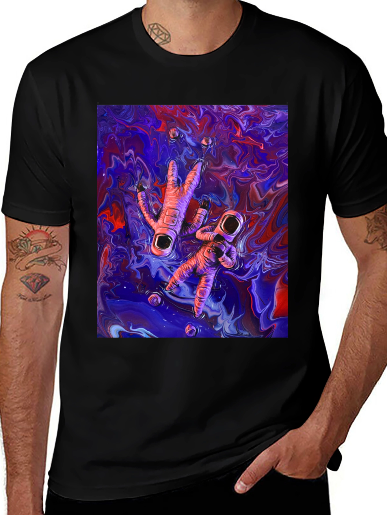 Astronaut Galaxy Graphic Tee - Black