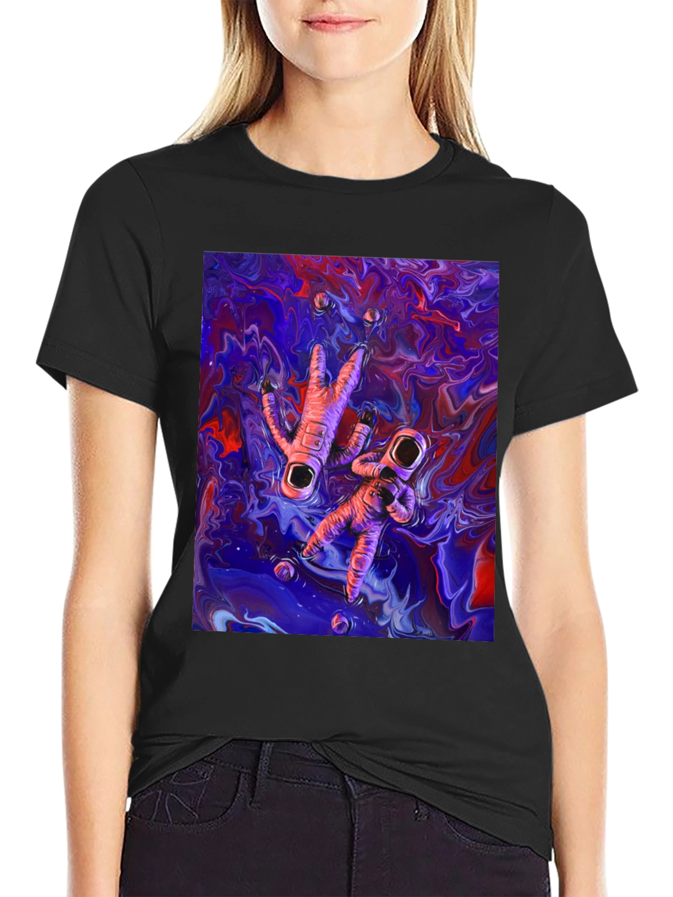 Astronaut Galaxy Graphic Tee - Black