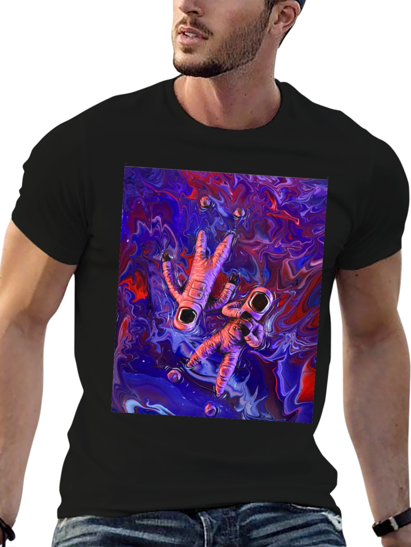Astronaut Galaxy Graphic Tee - Black
