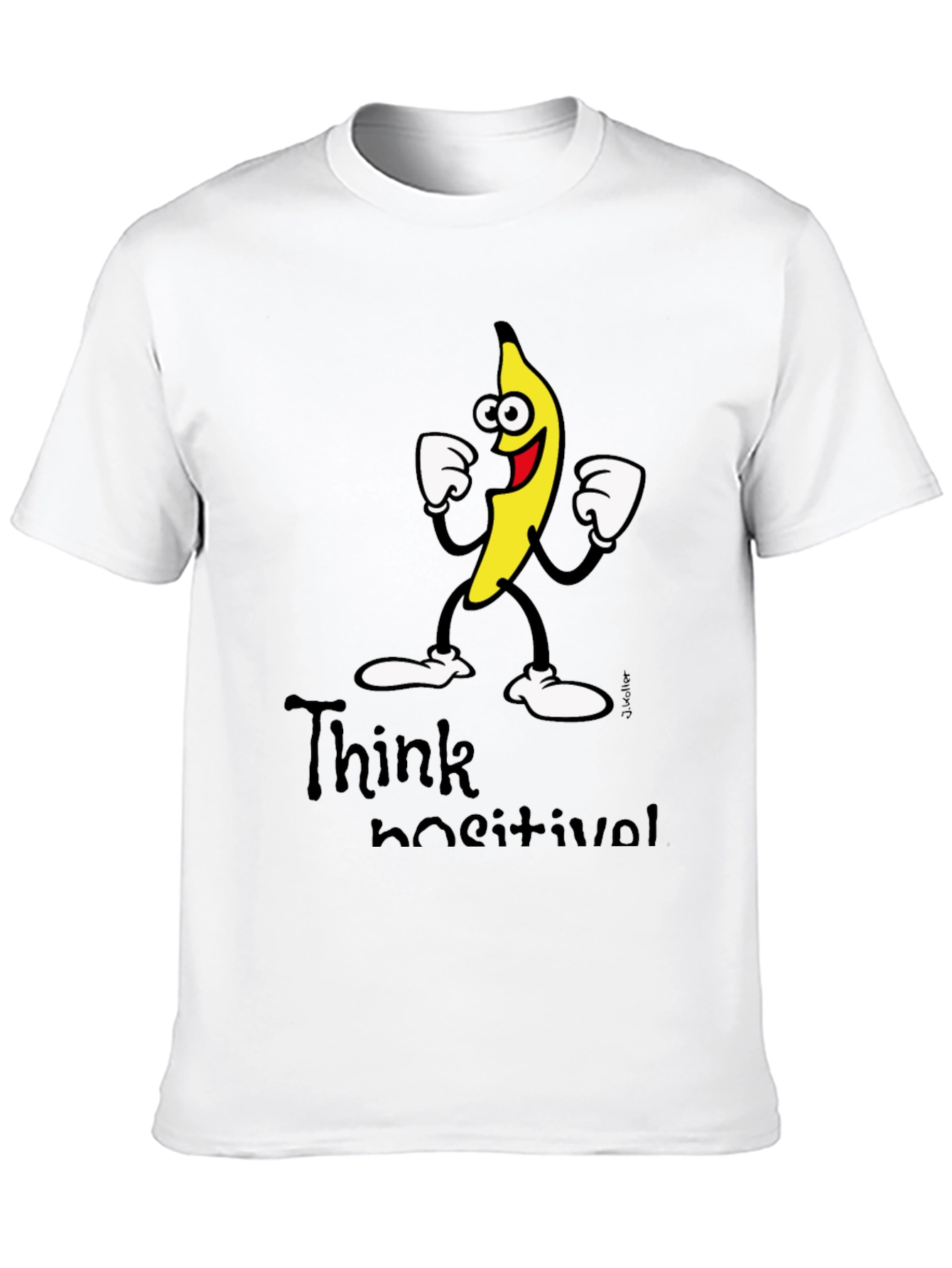 Think Positive Banana Graphic Black T-Shirt