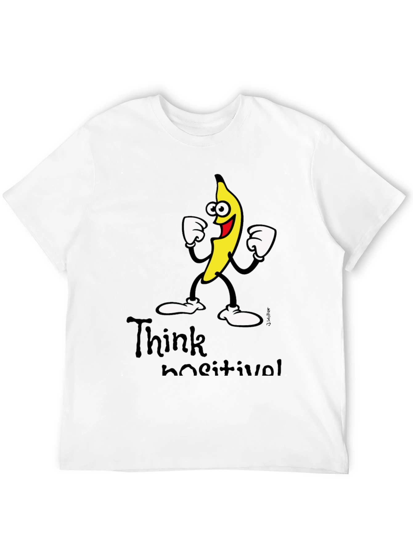 Think Positive Banana Graphic Black T-Shirt
