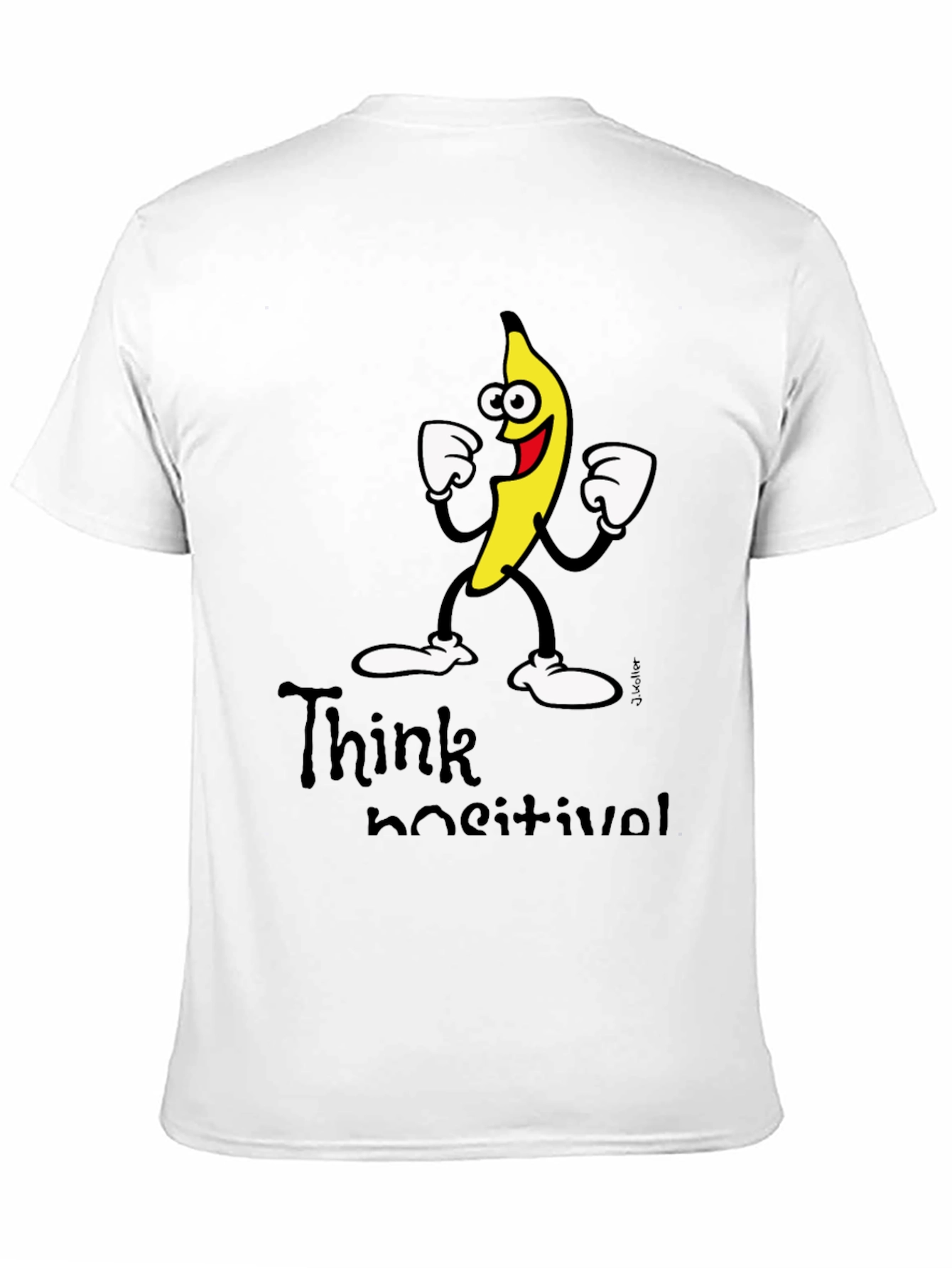 Think Positive Banana Graphic Black T-Shirt