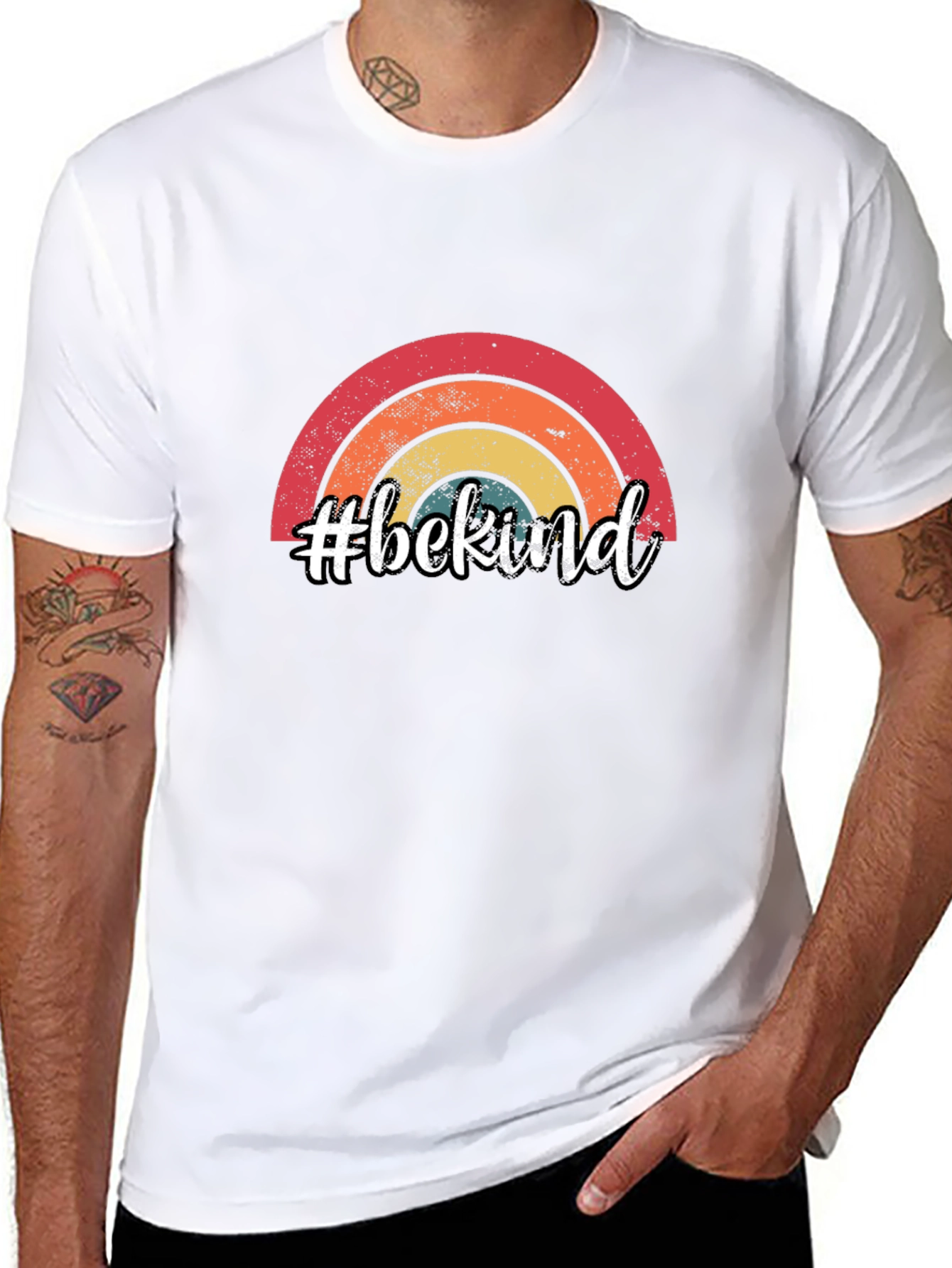 #bekind Rainbow Graphic Tee - Trendy Casual Comfort