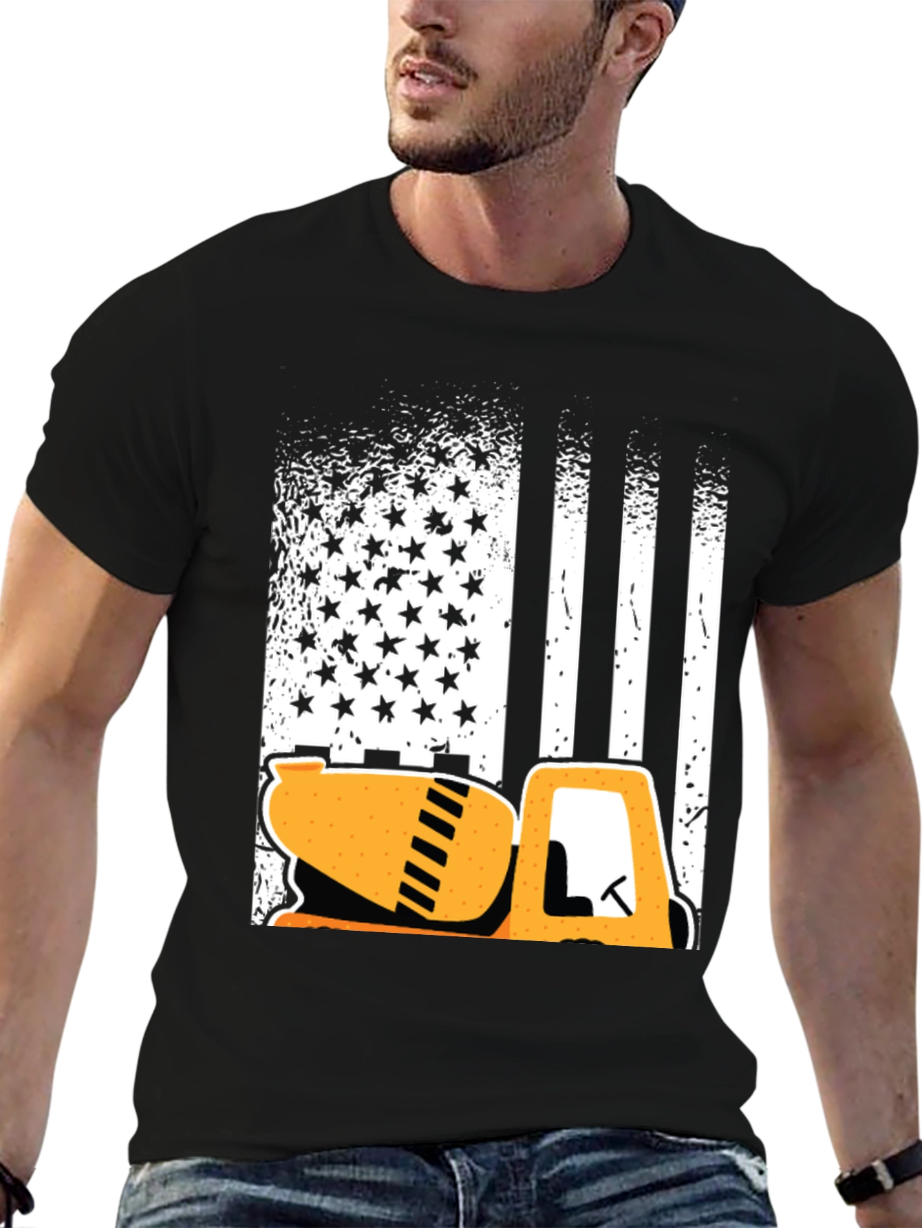 American Flag Concrete Mixer T-Shirt - Patriotic Construction