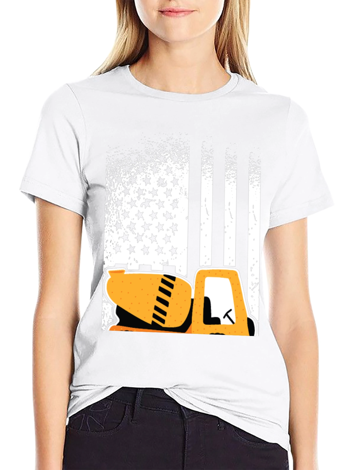 American Flag Concrete Mixer T-Shirt - Patriotic Construction