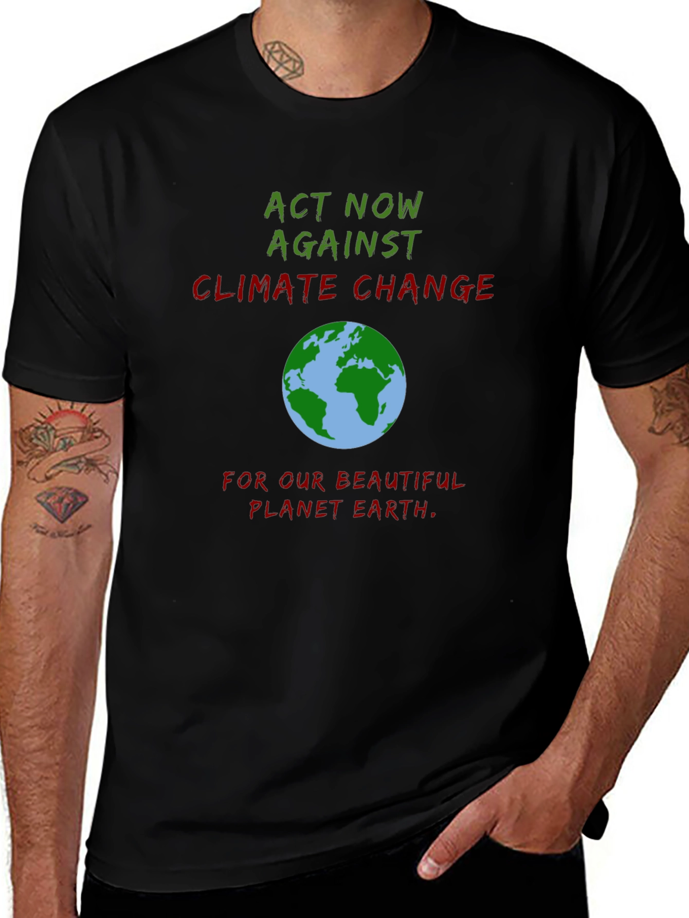 Act Now Climate Change Earth Graphic Tee