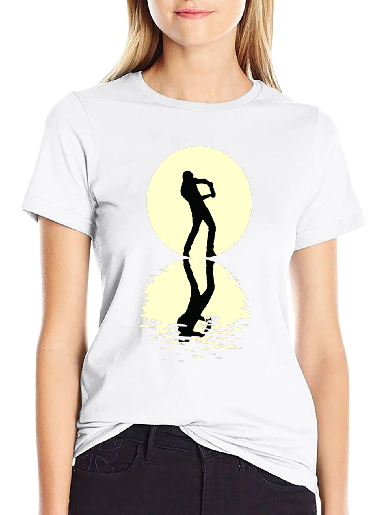 Moonlight Sax Player Black Graphic Tee
