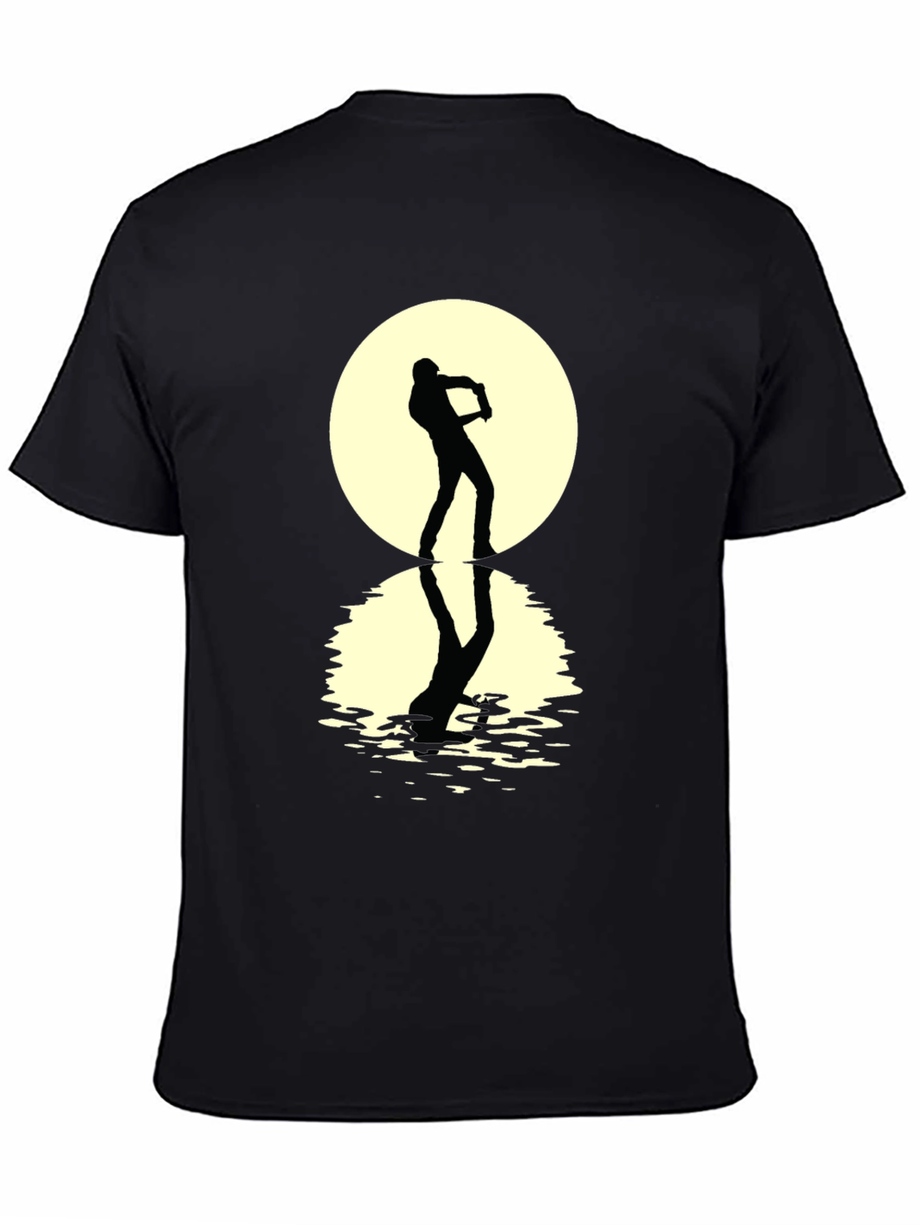 Moonlight Sax Player Black Graphic Tee