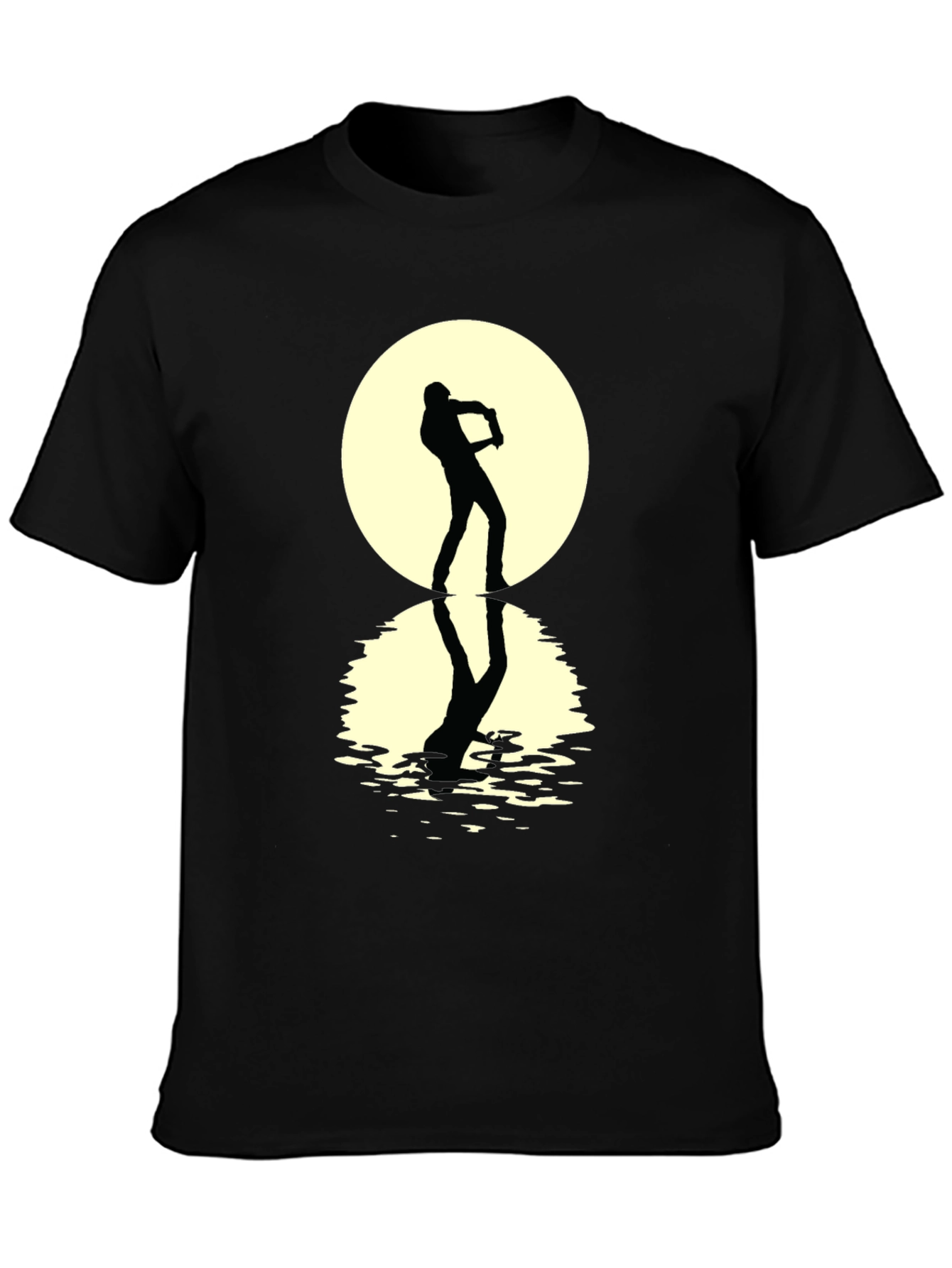 Moonlight Sax Player Black Graphic Tee