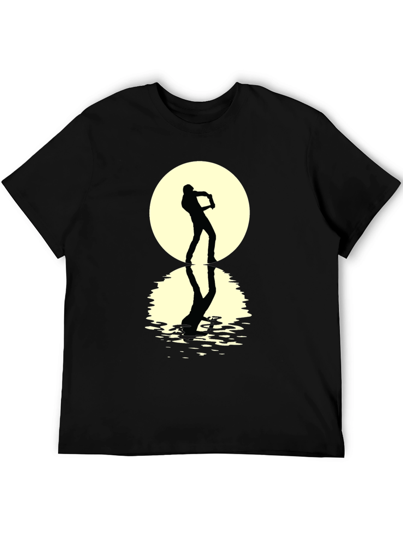 Moonlight Sax Player Black Graphic Tee
