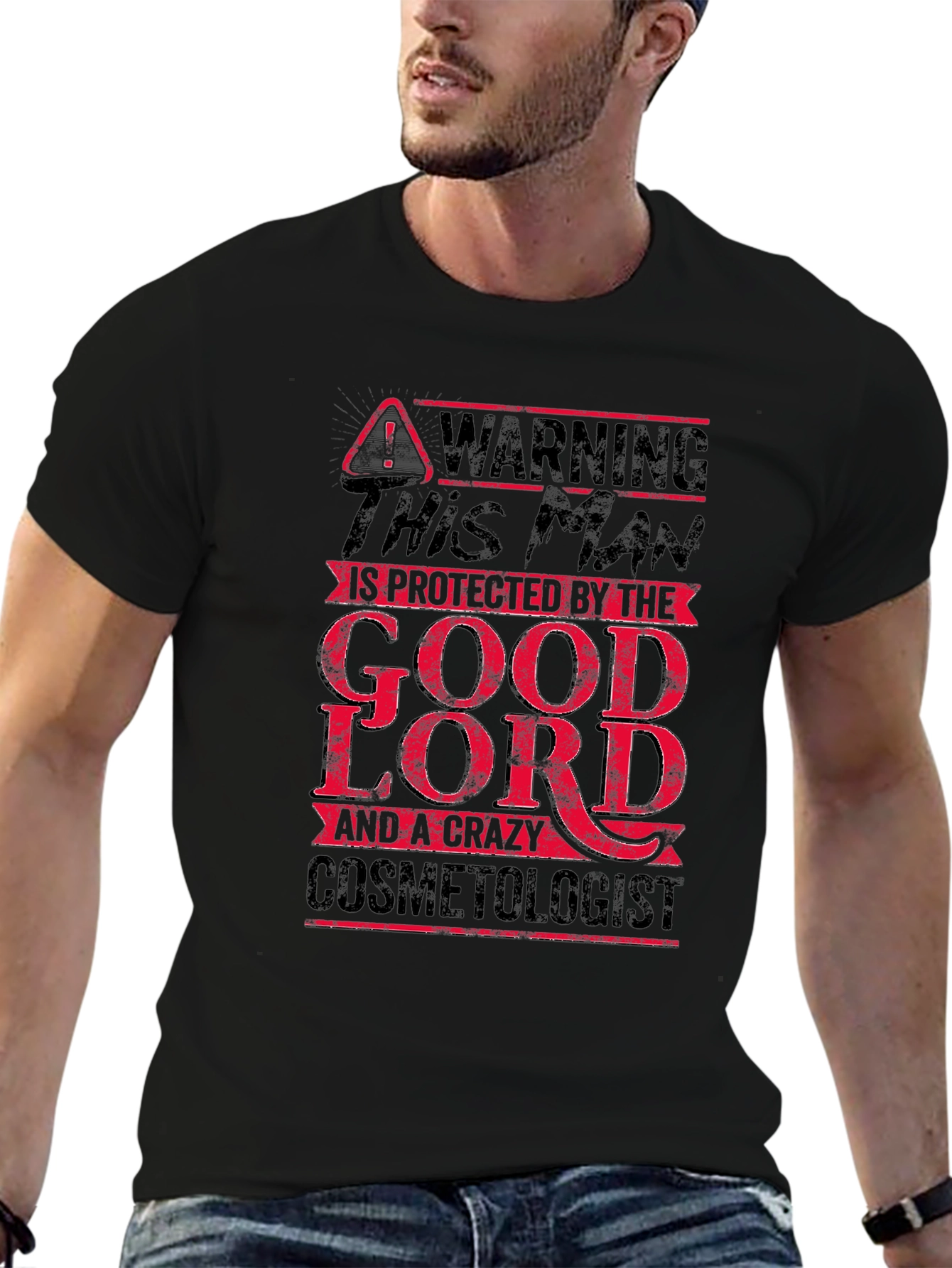 Warning: Protected by Good Lord & Cosmetologist T-Shirt