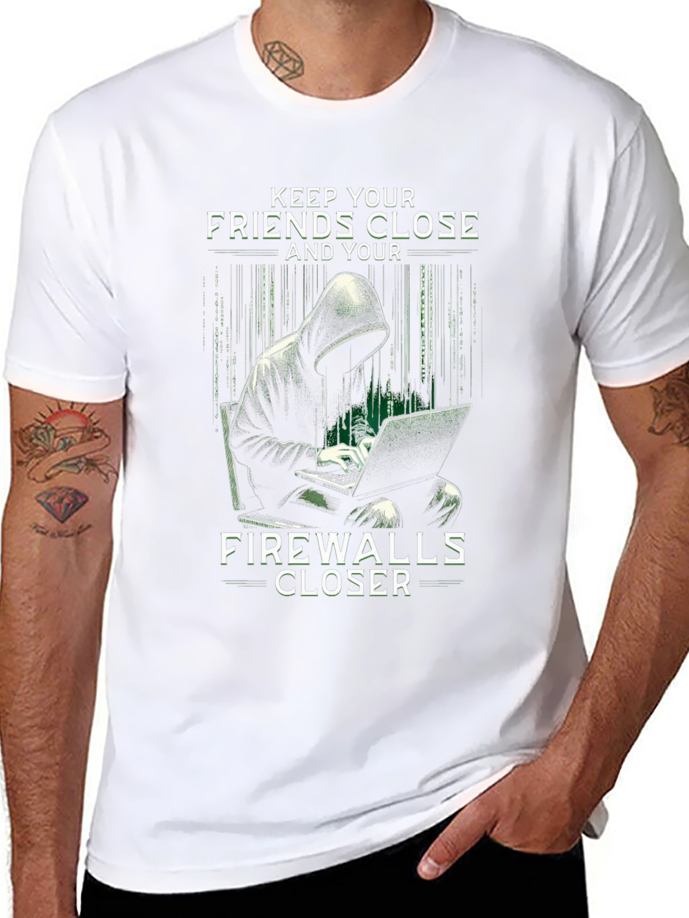 Keep Friends Close Firewall Closer Black T-Shirt