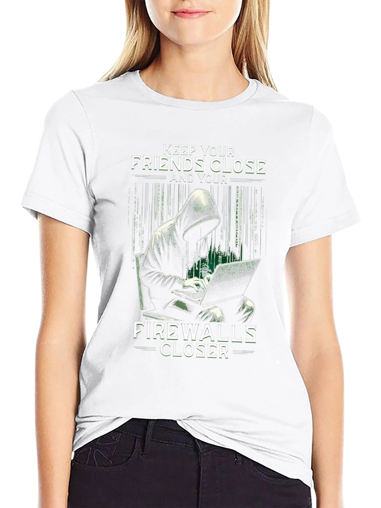 Keep Friends Close Firewall Closer Black T-Shirt