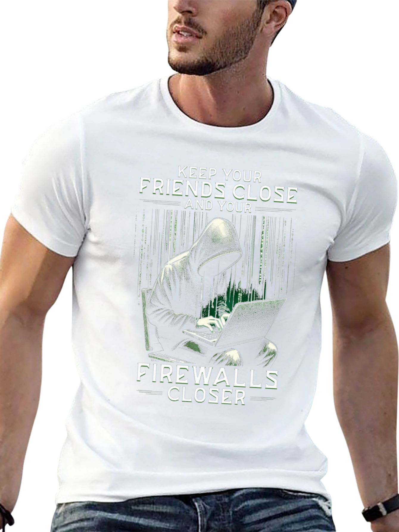 Keep Friends Close Firewall Closer Black T-Shirt