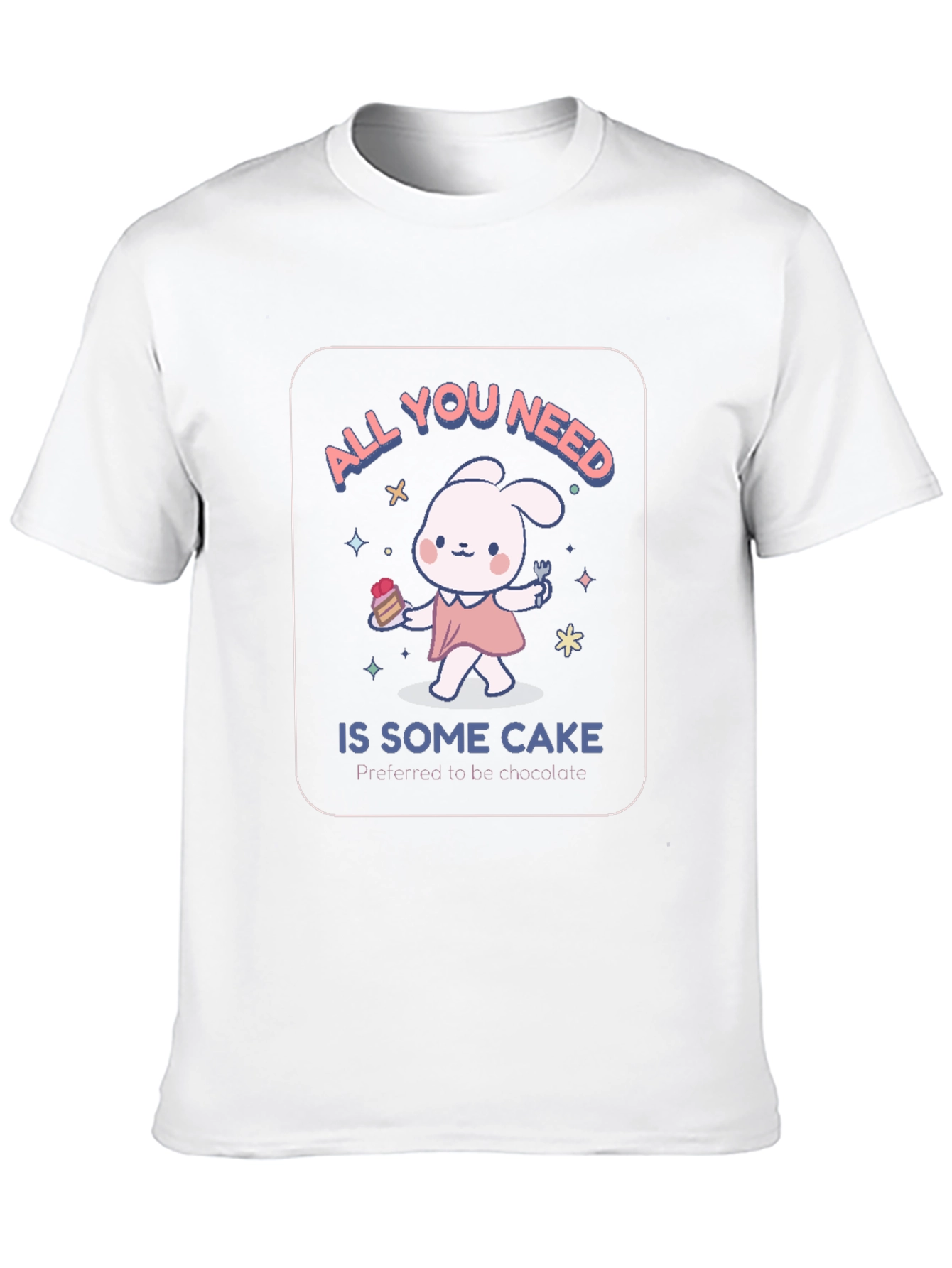 Cake Lover Black T-Shirt - Cute Bunny Design