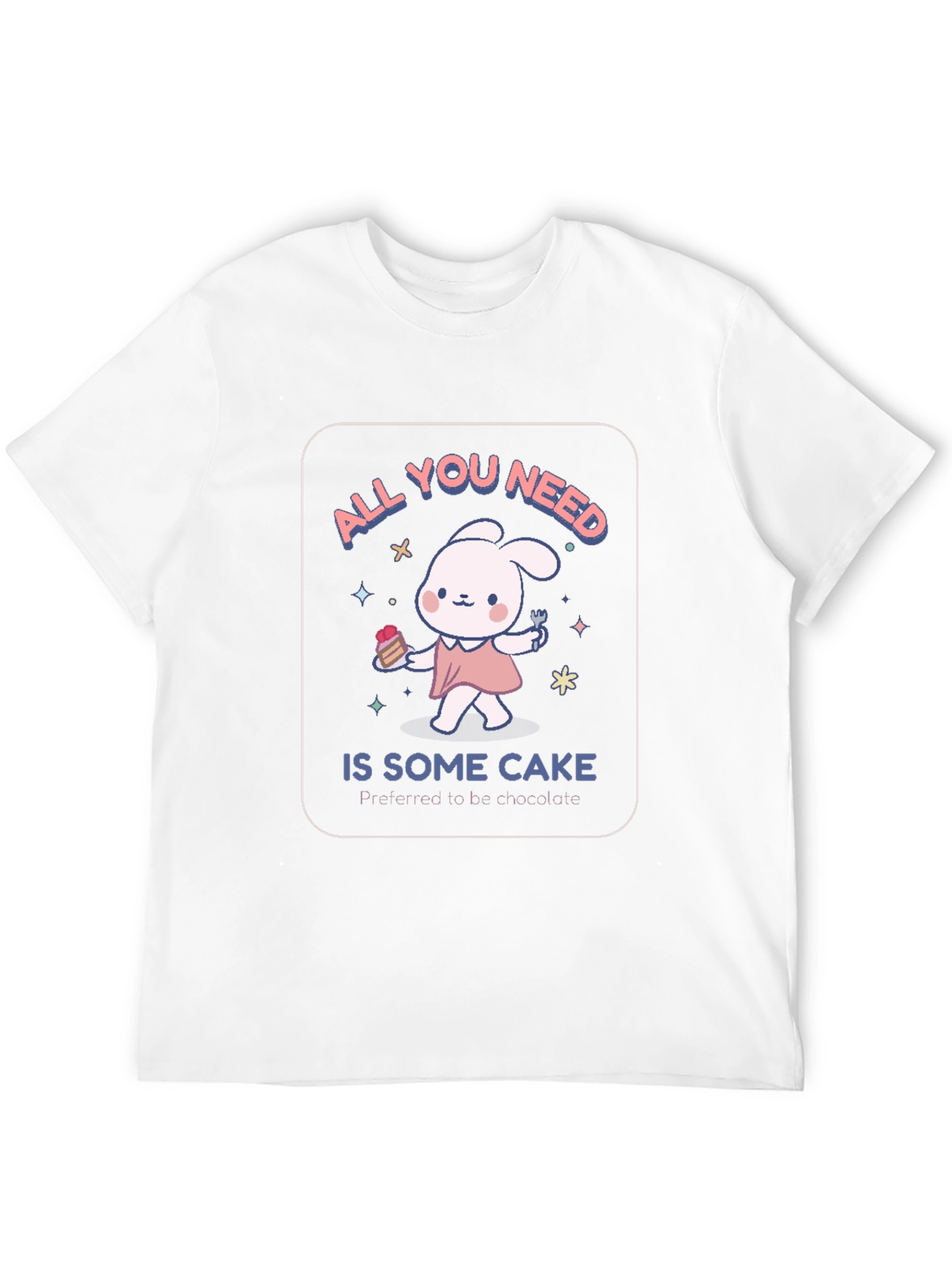 Cake Lover Black T-Shirt - Cute Bunny Design
