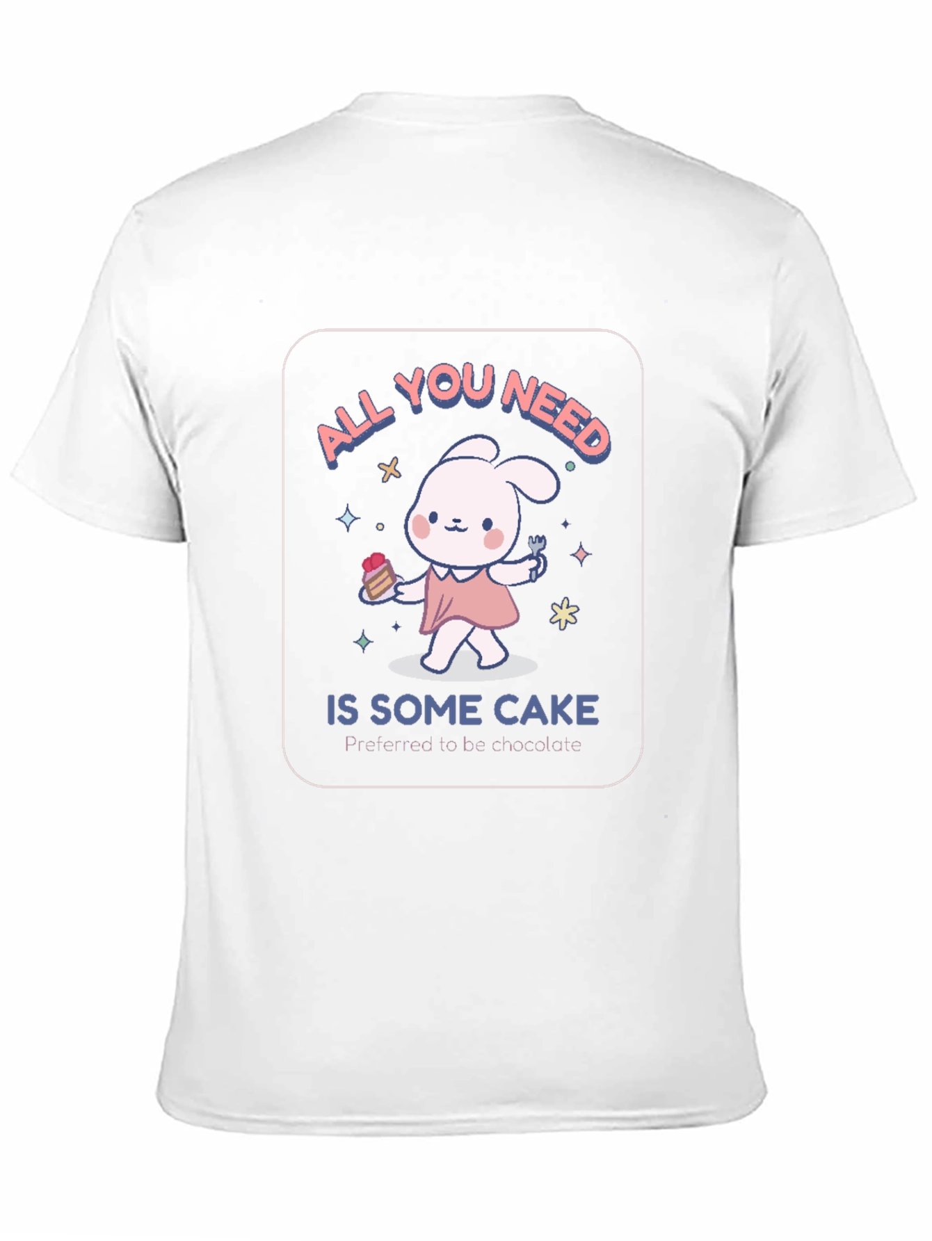 Cake Lover Black T-Shirt - Cute Bunny Design