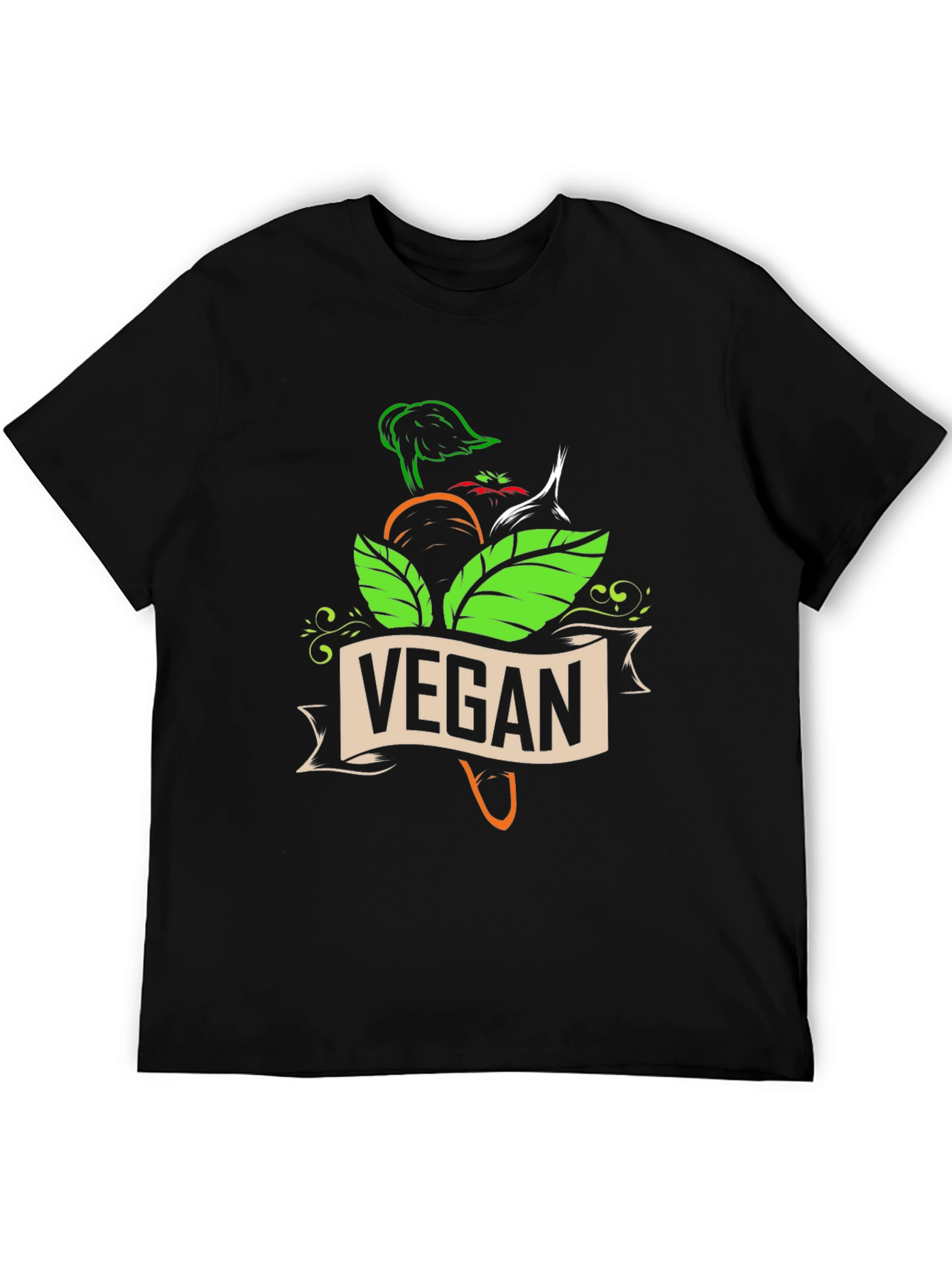 Vegan Graphic T-Shirt - Black Short Sleeve