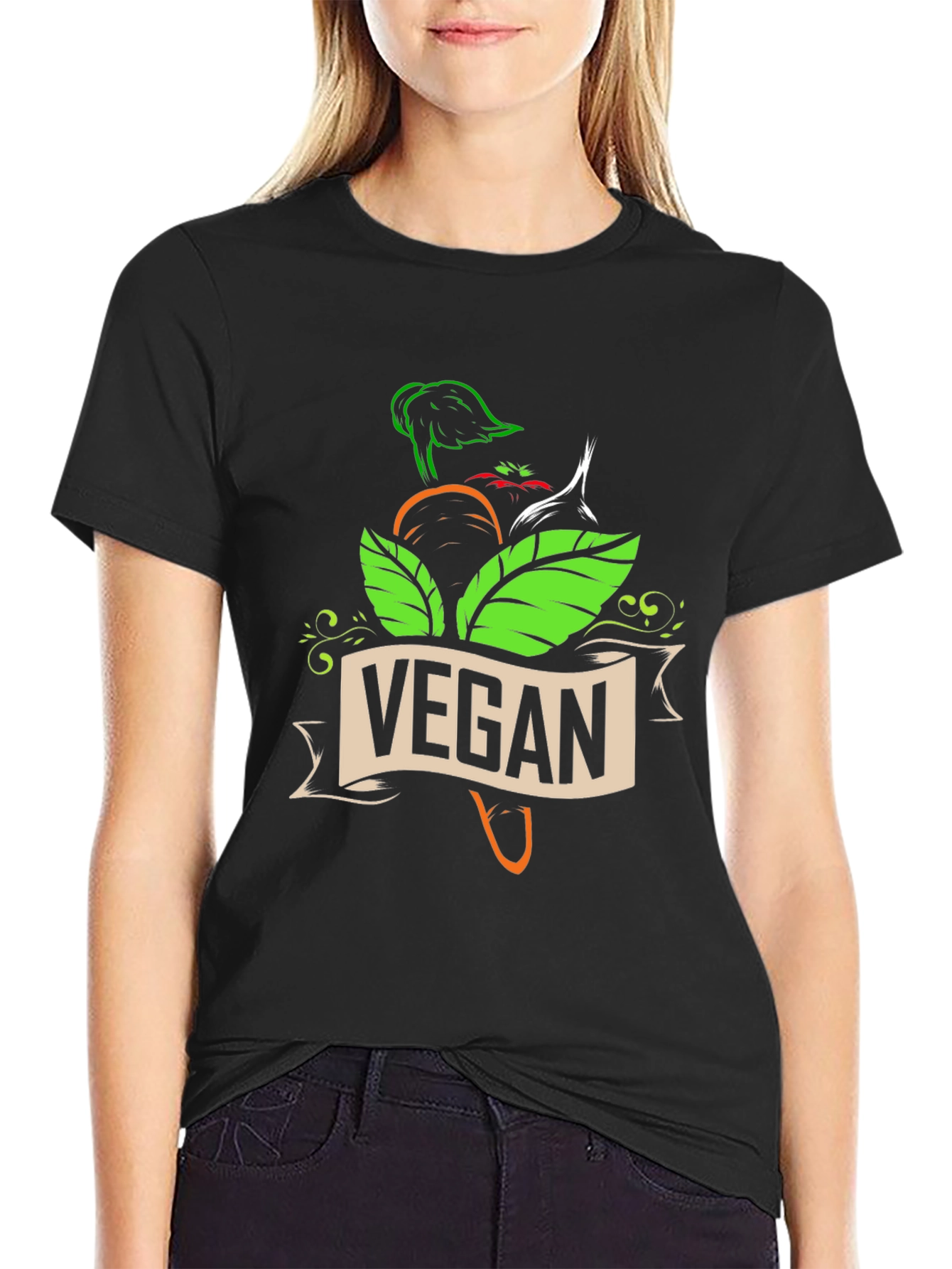 Vegan Graphic T-Shirt - Black Short Sleeve