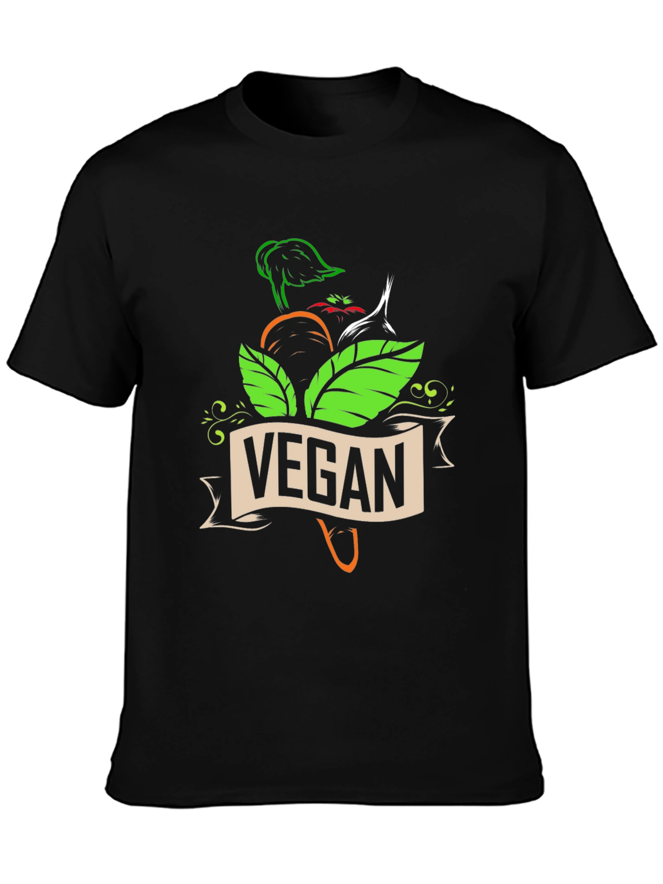 Vegan Graphic T-Shirt - Black Short Sleeve