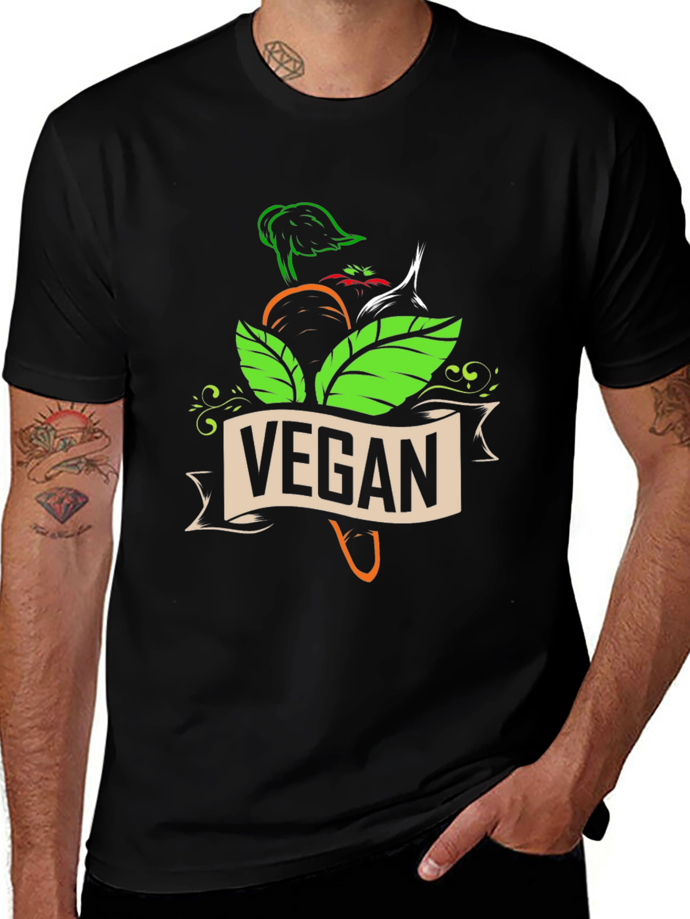 Vegan Graphic T-Shirt - Black Short Sleeve