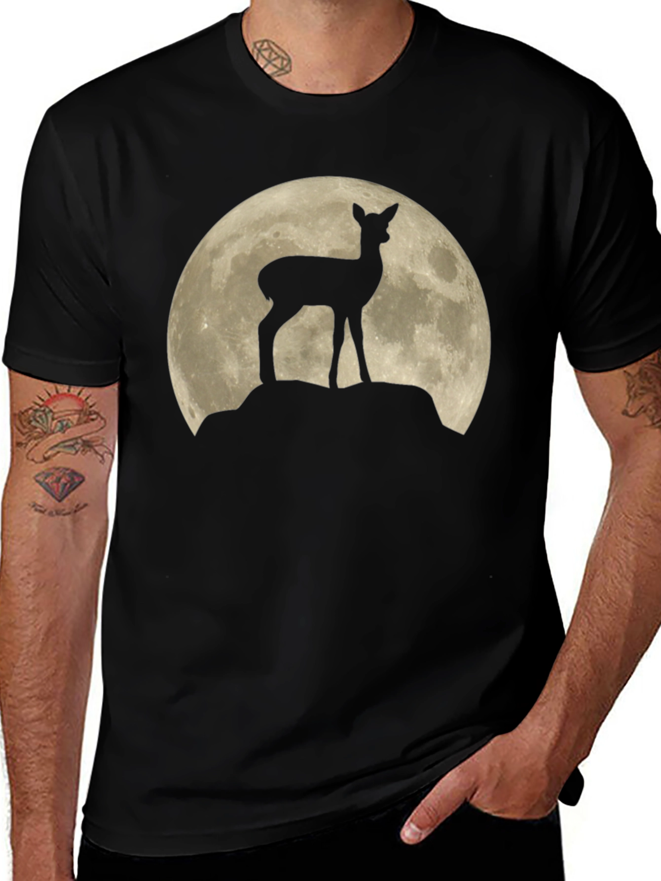 Deer Silhouette Moon Graphic T-Shirt