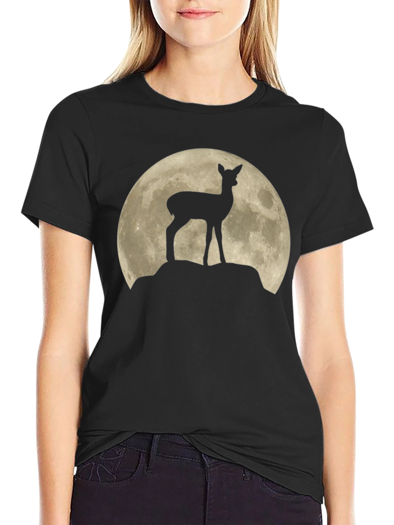 Deer Silhouette Moon Graphic T-Shirt